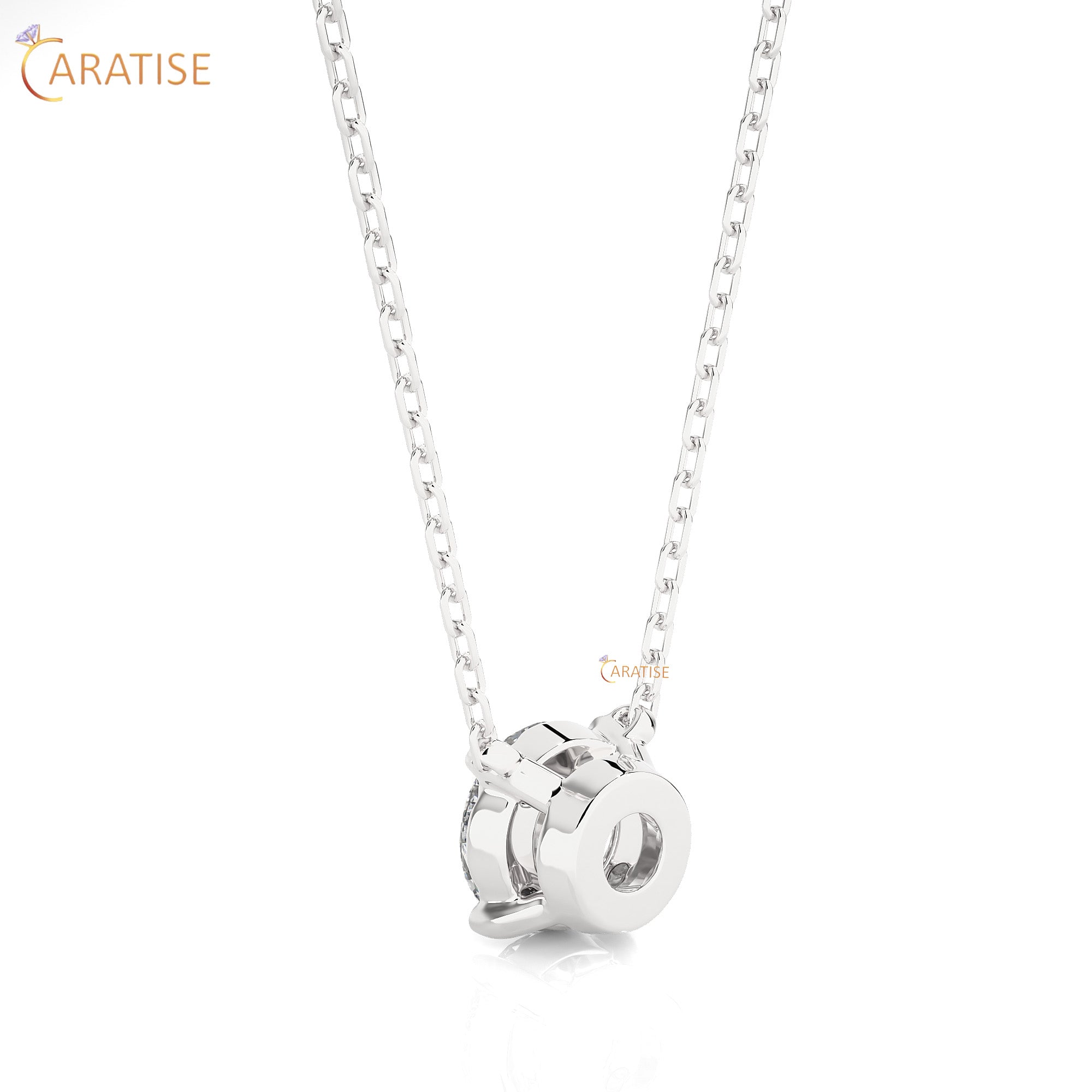 1.03 TDW Round Cut Moissanite Diamond Solitaire Pendant With Chain 925 Silver