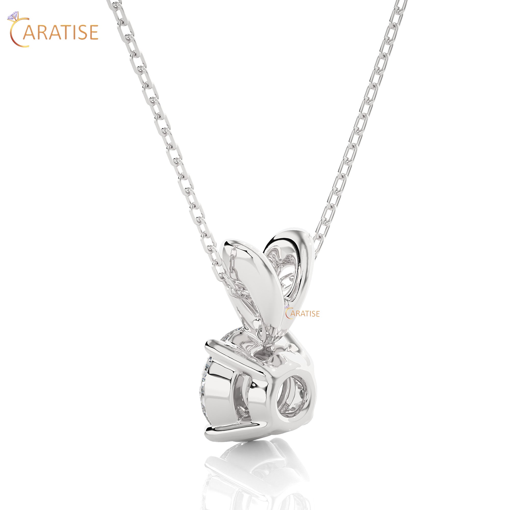 0.59 TDW Round Cut Moissanite Diamond Solitaire Pendant With Chain 925 Silver