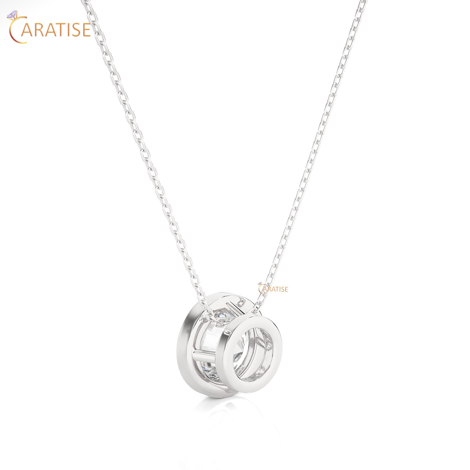 1.08 TDW Round Cut Moissanite Diamond Solitaire Pendant With Chain 925 Silver