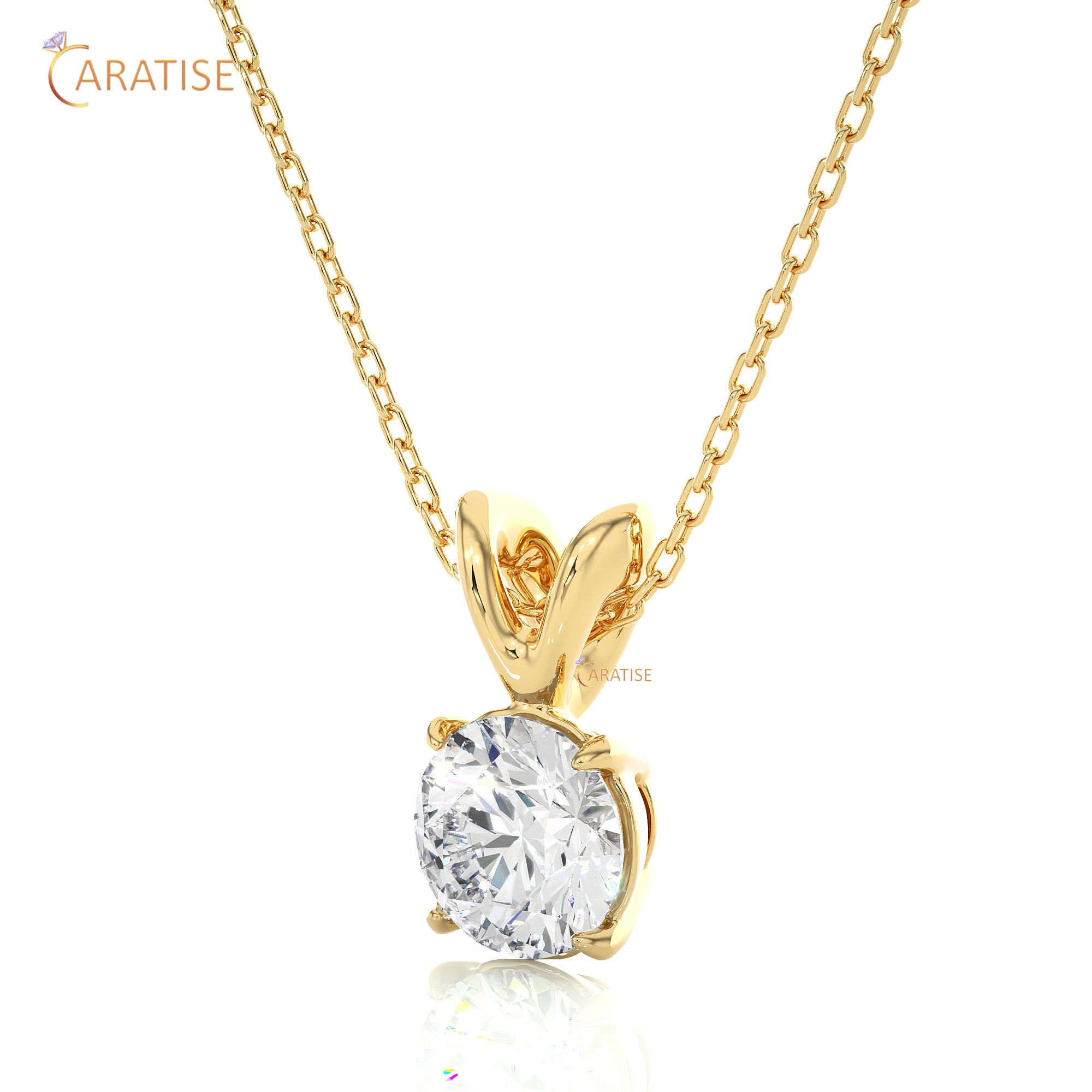 0.59 TDW Round Cut Moissanite Diamond Solitaire Pendant With Chain 925 Silver