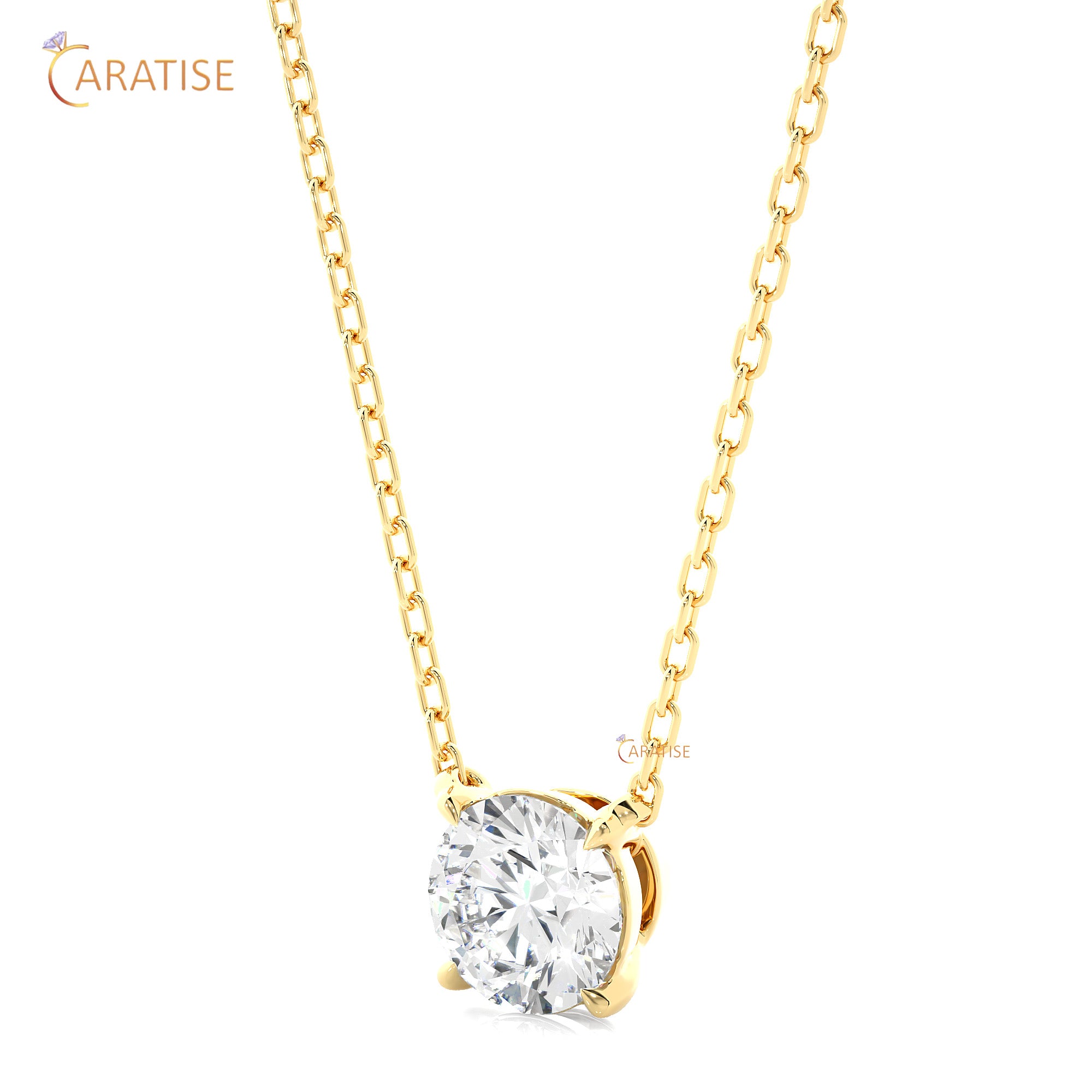 1.03 TDW Round Cut Moissanite Diamond Solitaire Pendant With Chain 925 Silver