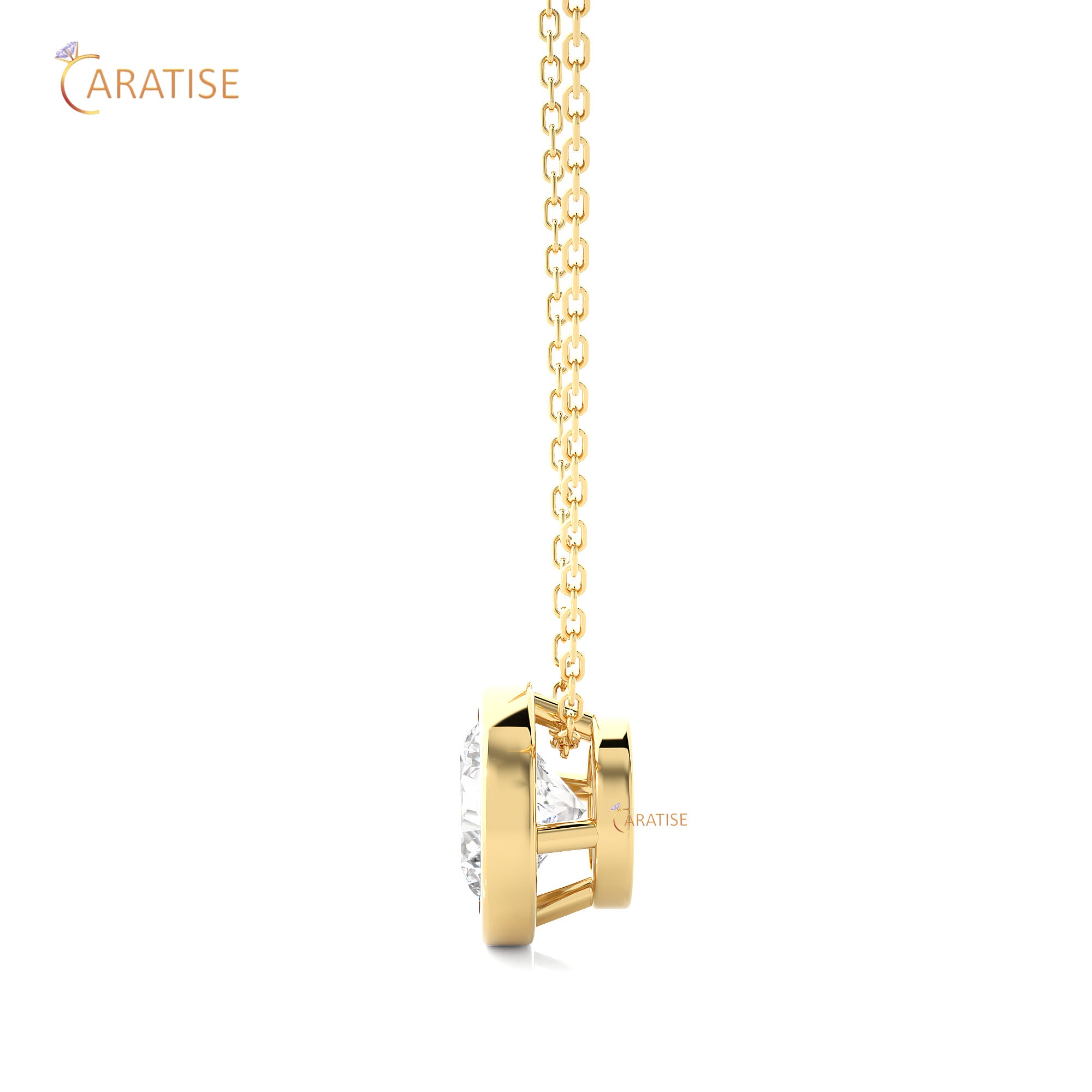 1.08 TDW Round Cut Moissanite Diamond Solitaire Pendant With Chain 925 Silver