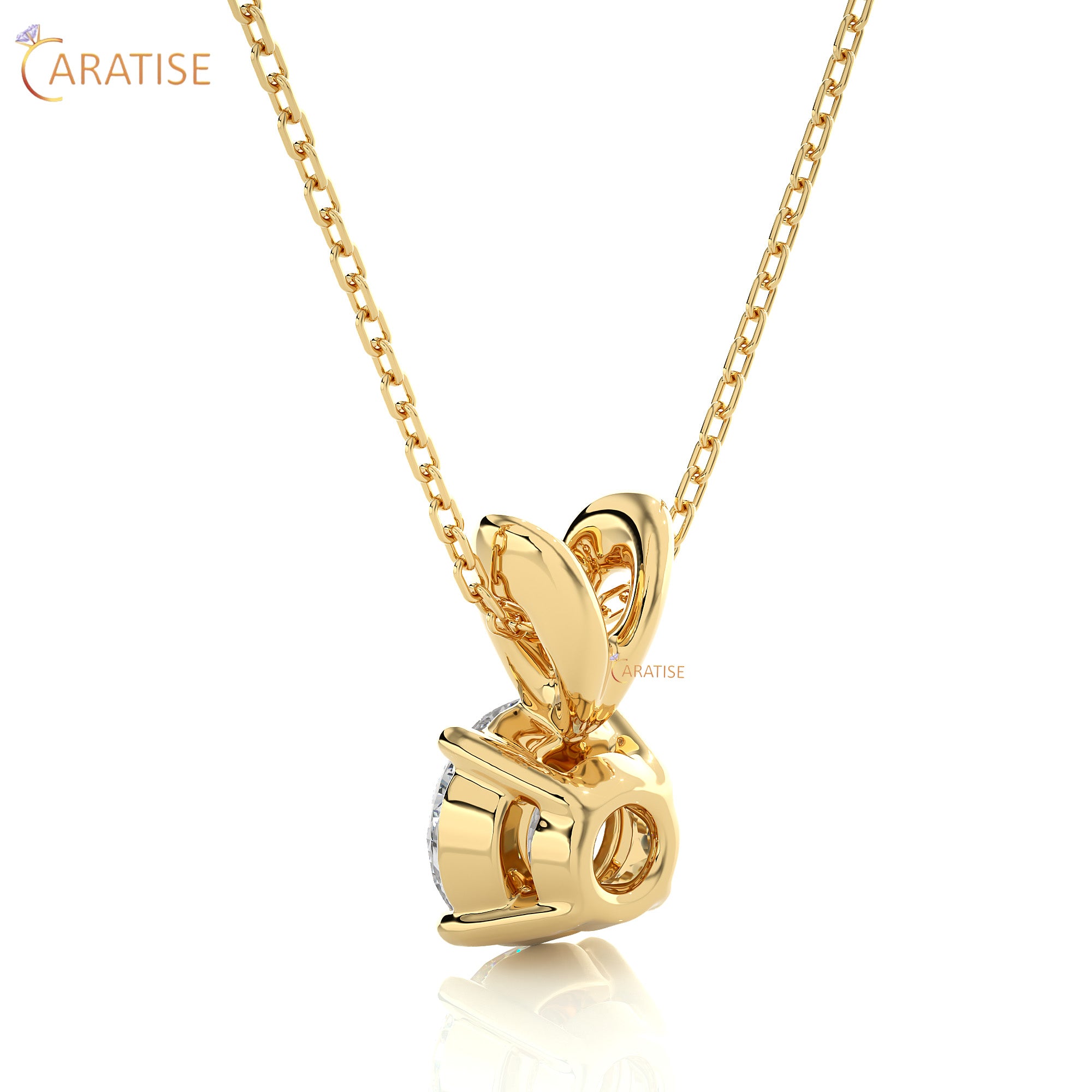 0.59 TDW Round Cut Moissanite Diamond Solitaire Pendant With Chain 925 Silver