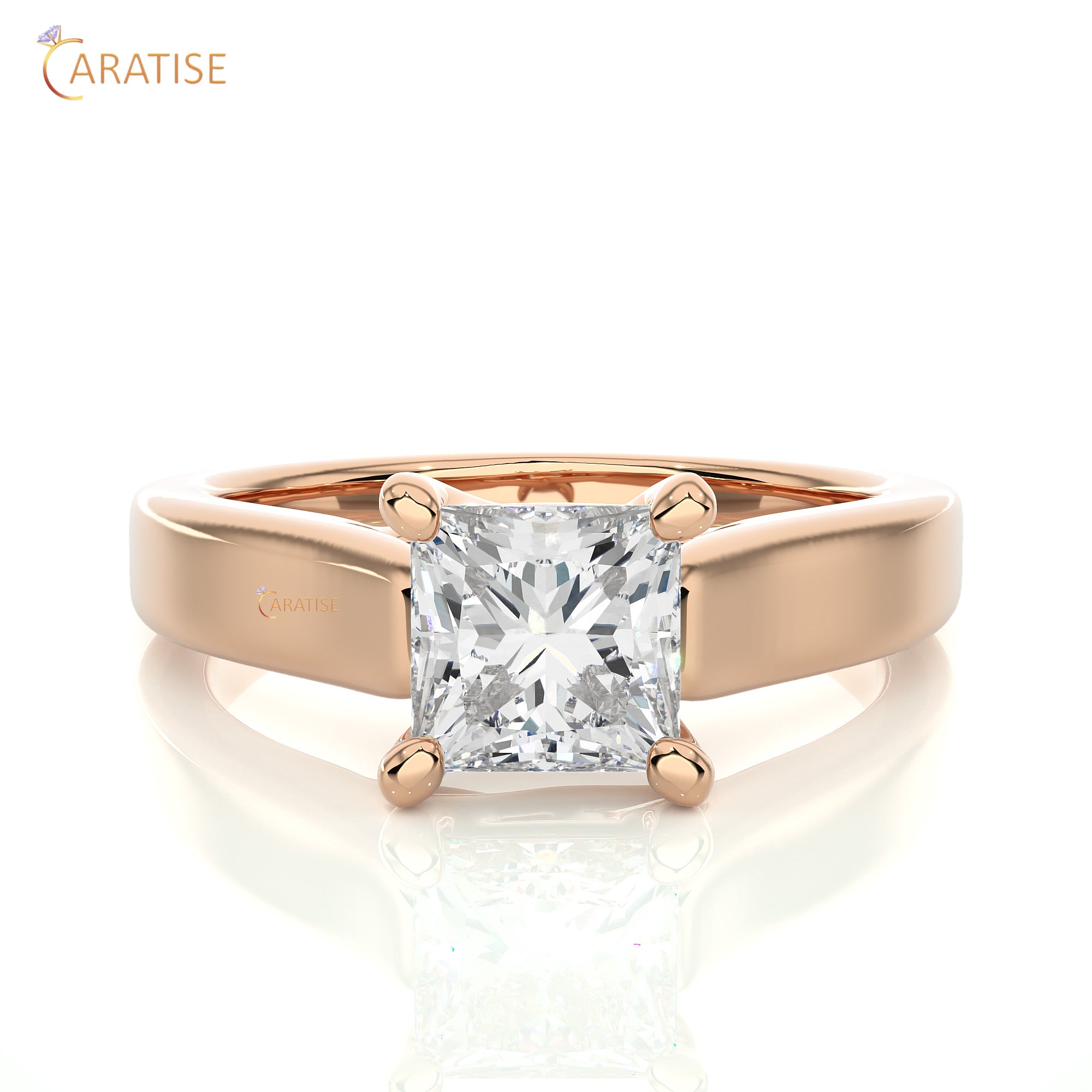 1.35 TDW Princess Cut Moissanite Diamond Women's Solitaire Ring