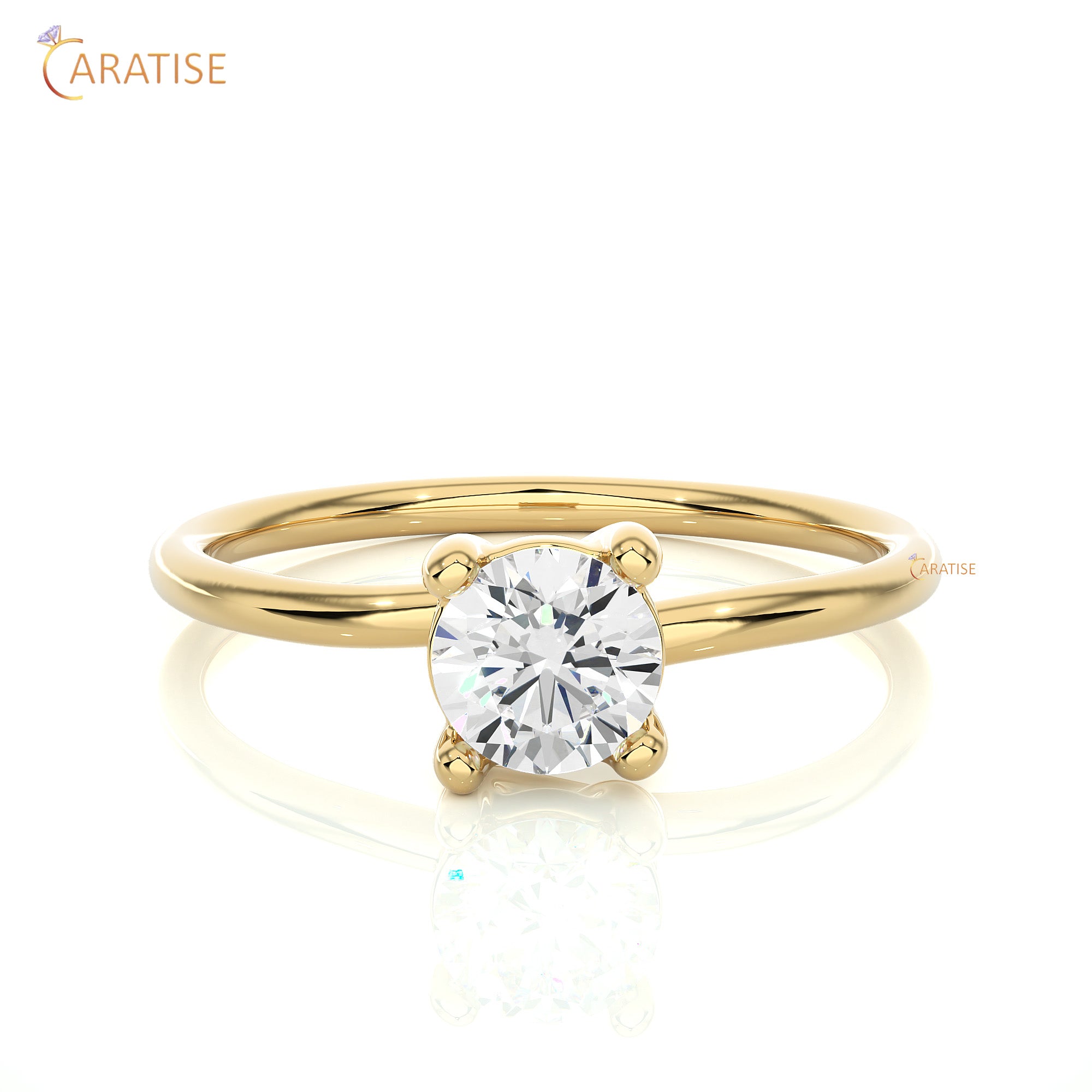 0.53 TDW Round Cut Moissanite Diamond Solitaire Ring 925 Silver