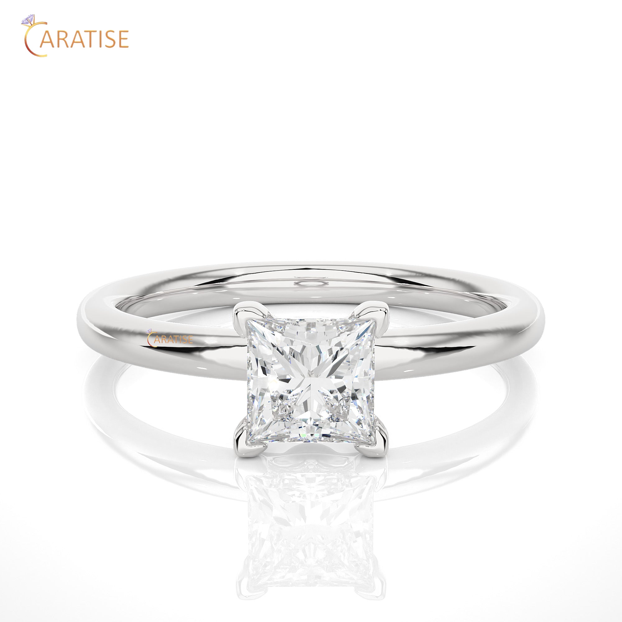 0.78 TDW Princess Cut Moissanite Diamond Solitaire Ring 925 Silver