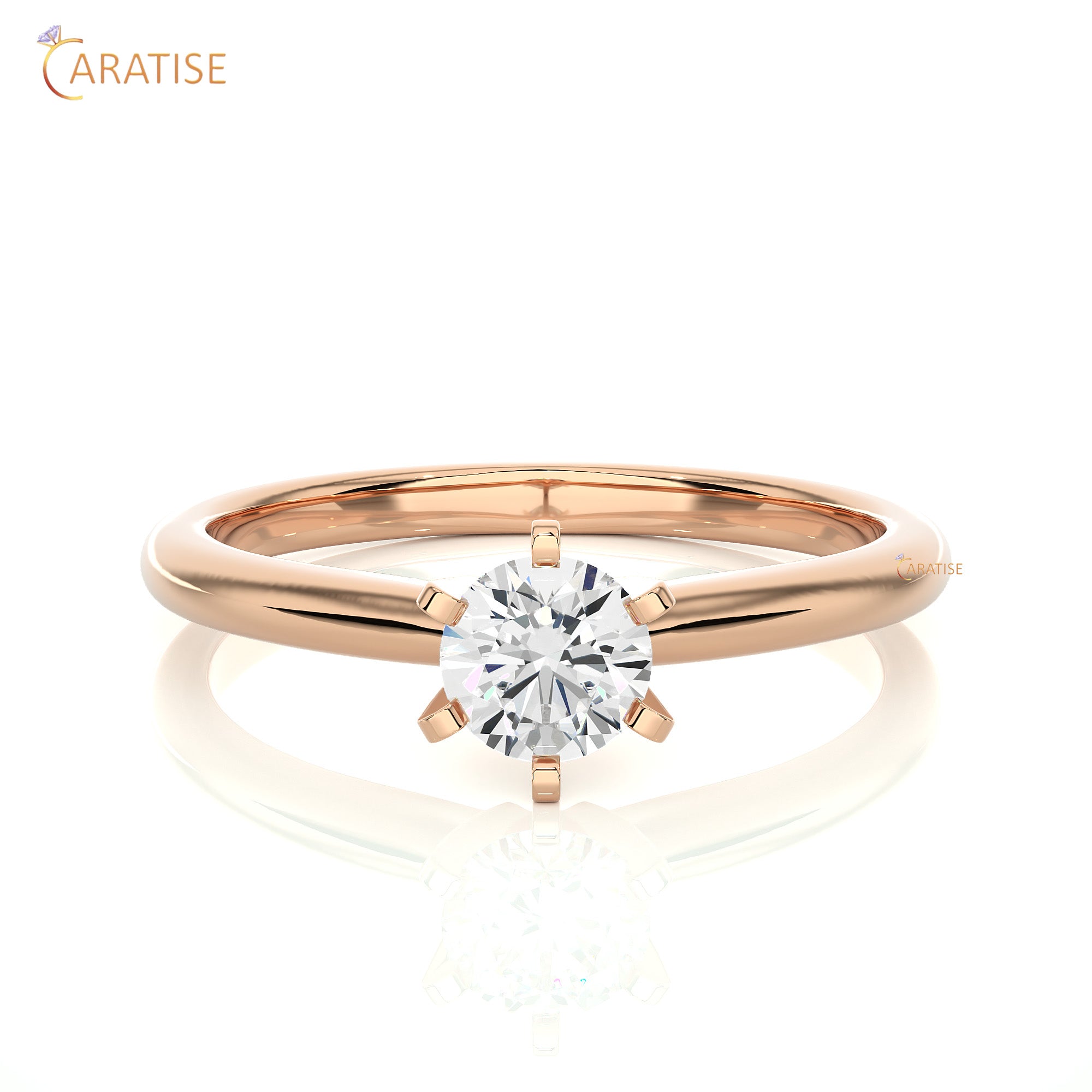 0.41 TDW Round Cut Moissanite Diamond Solitaire Ring 925 Silver