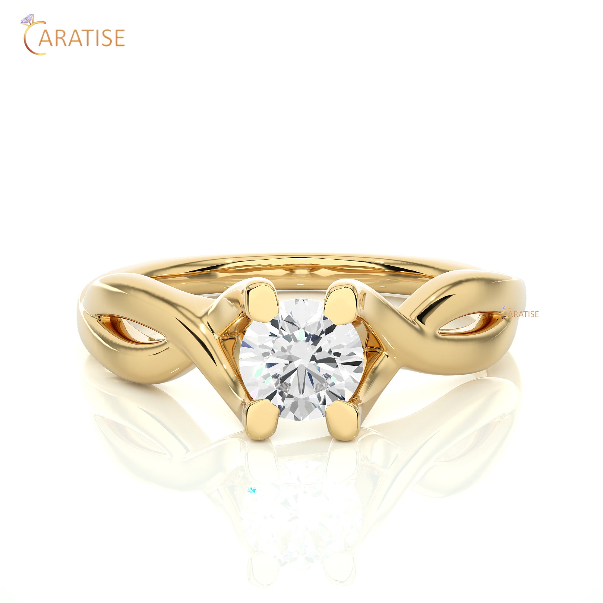 0.47 TDW Round Cut Moissanite Diamond Solitaire Ring 925 Silver