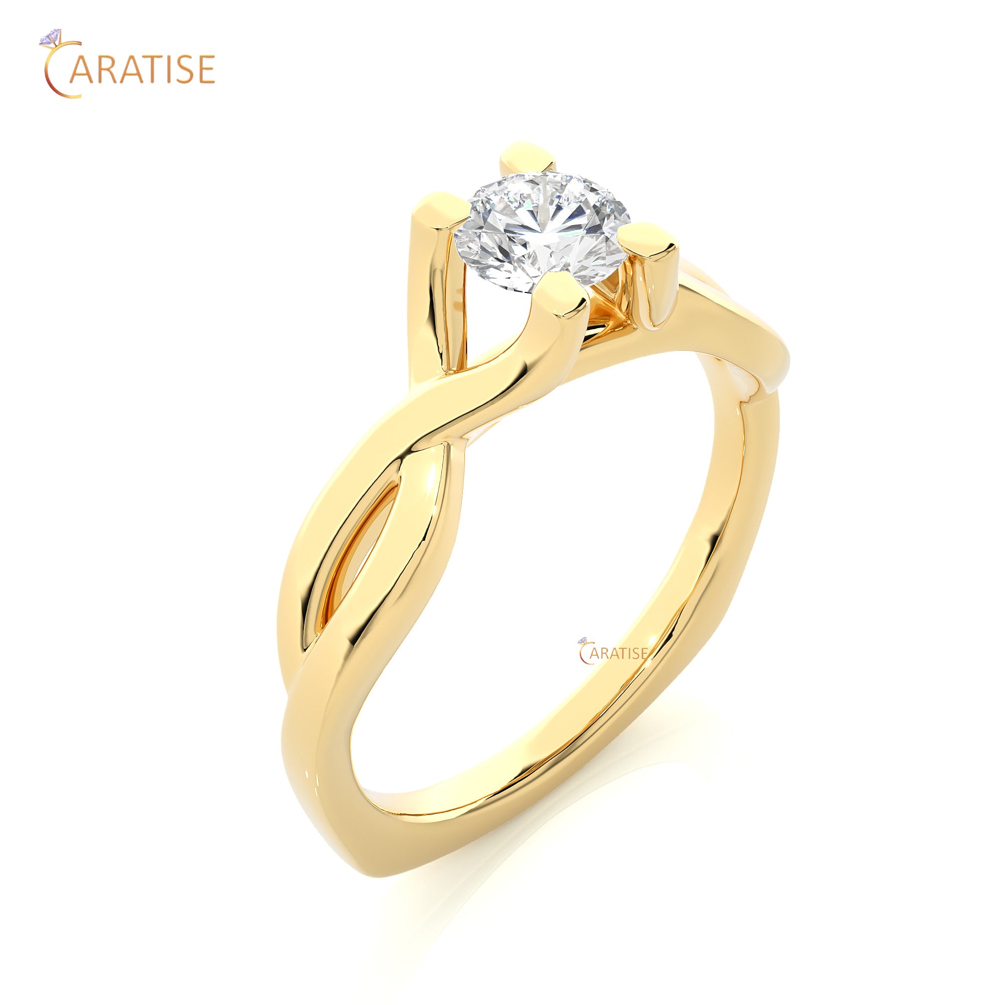 0.47 TDW Round Cut Moissanite Diamond Solitaire Ring 925 Silver