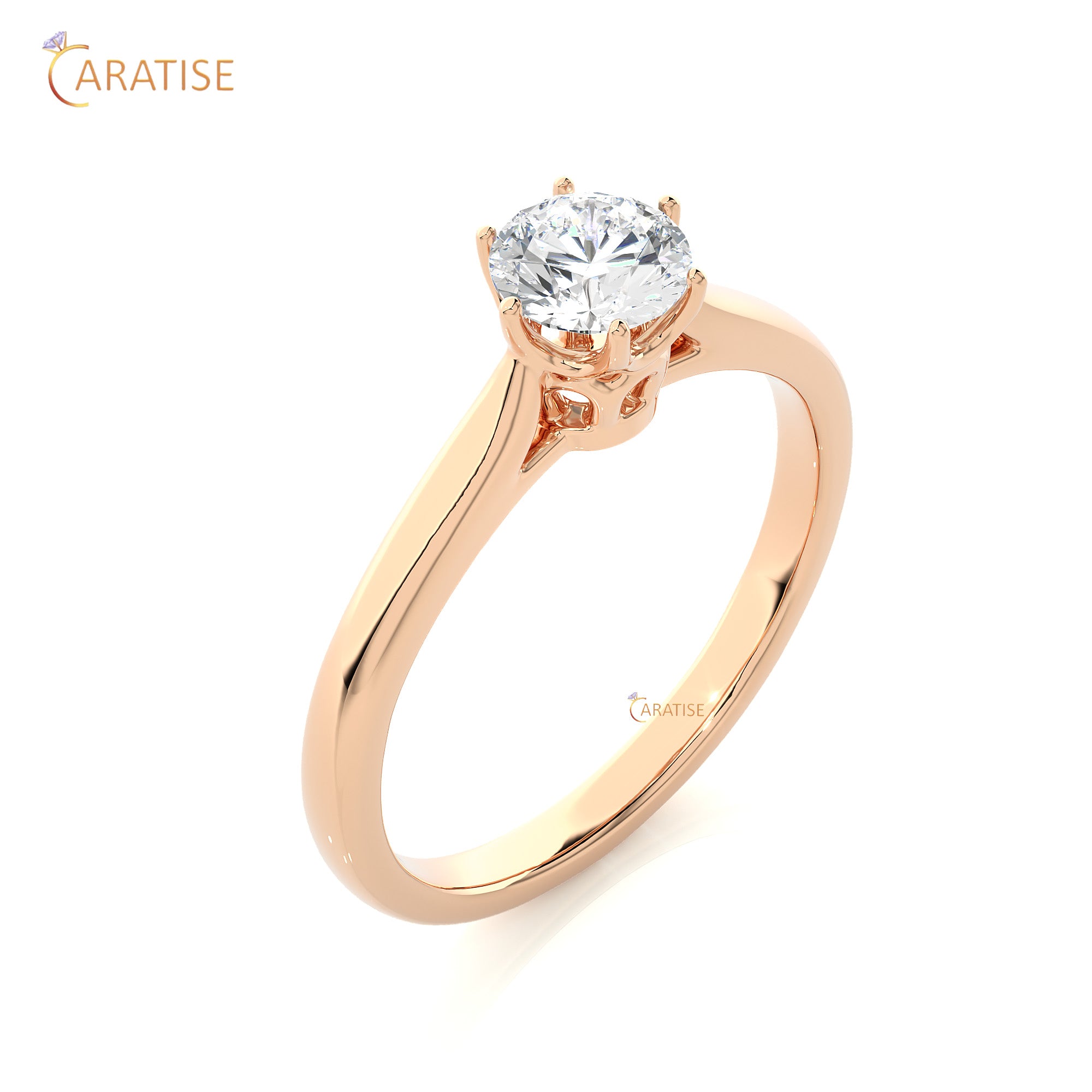 0.53 TDW Round Cut Moissanite Diamond Solitaire Ring 925 Silver