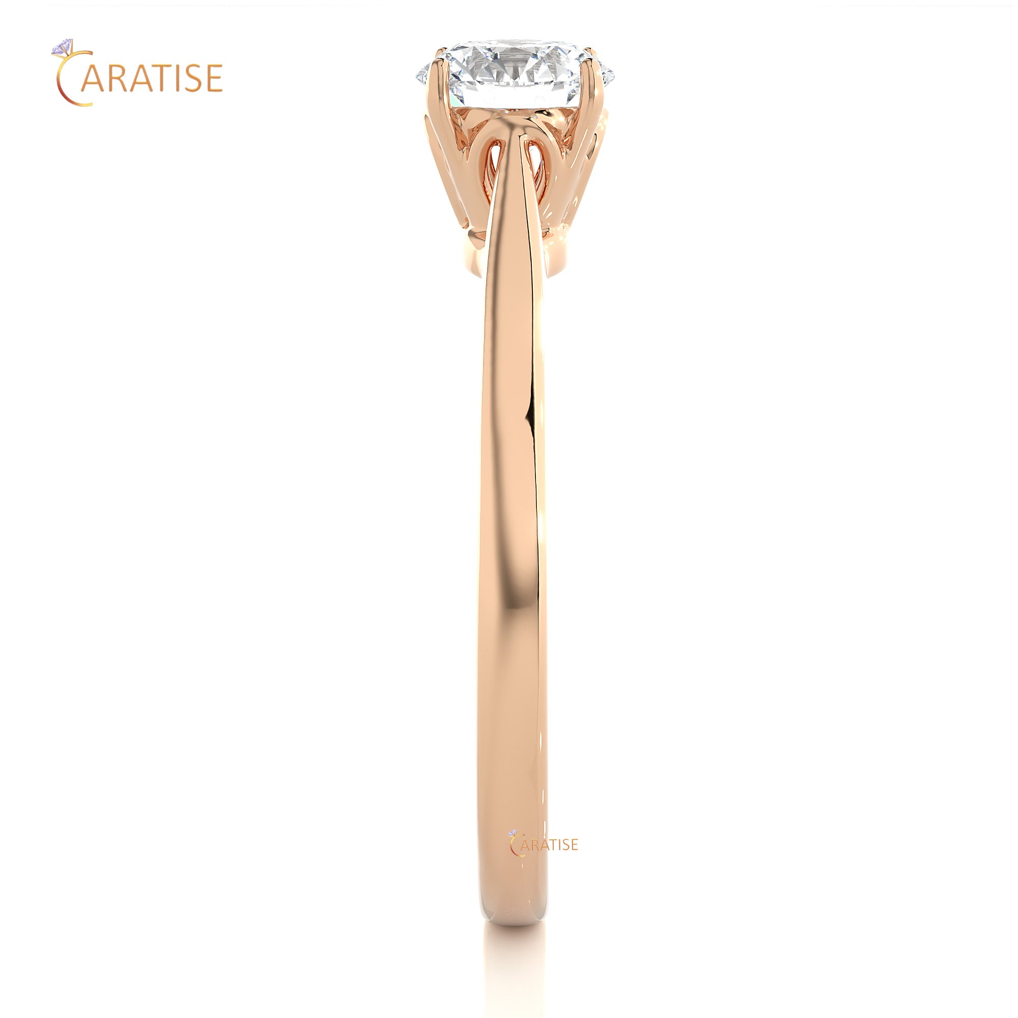 0.73 TDW Round Cut Moissanite Diamond Solitaire Ring 925 Silver