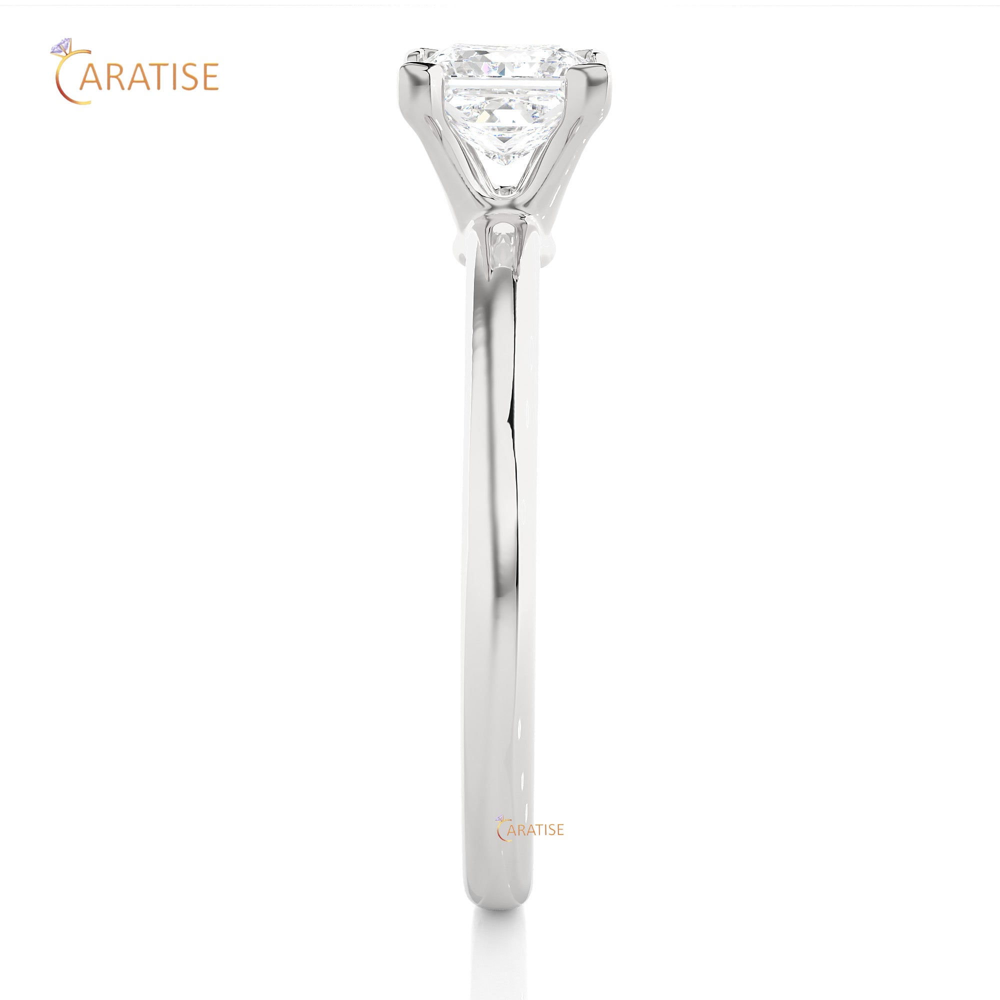 0.78 TDW Princess Cut Moissanite Diamond Solitaire Ring 925 Silver