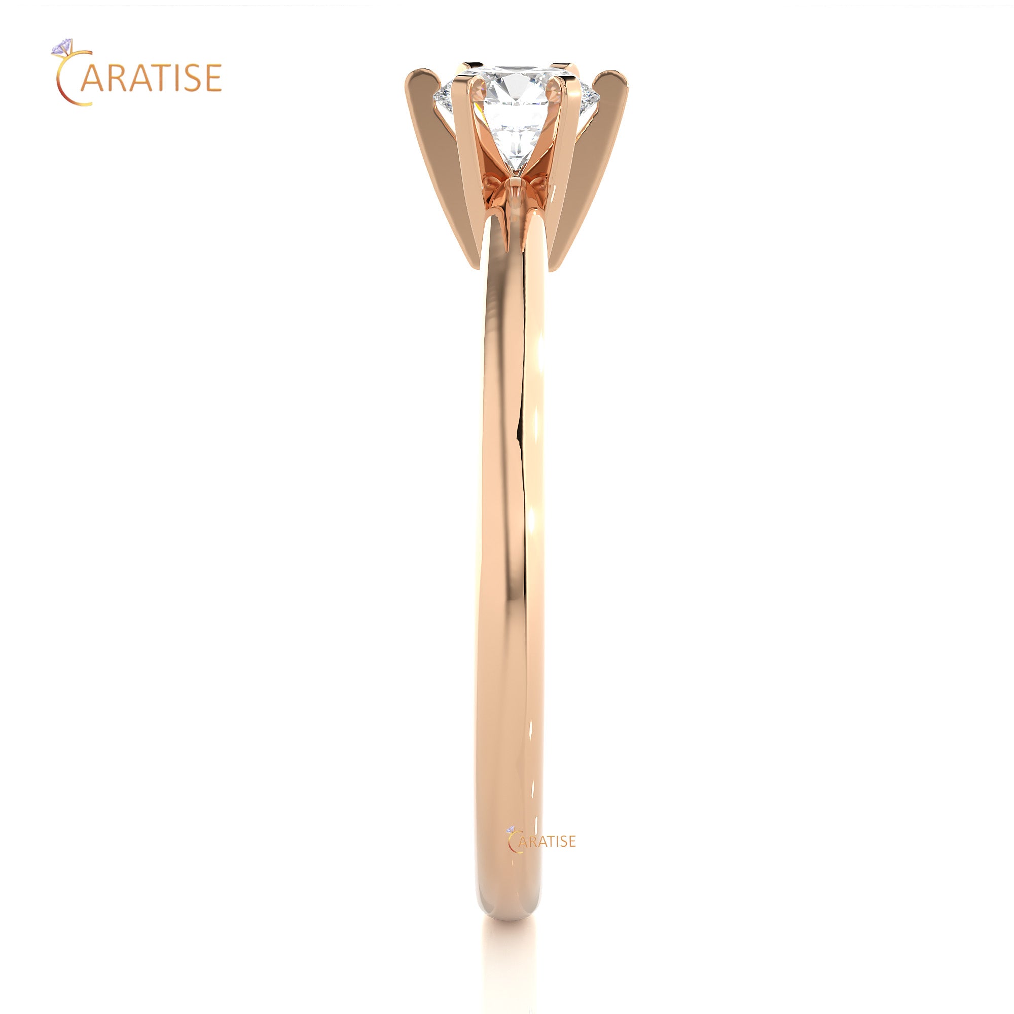 0.41 TDW Round Cut Moissanite Diamond Solitaire Ring 925 Silver