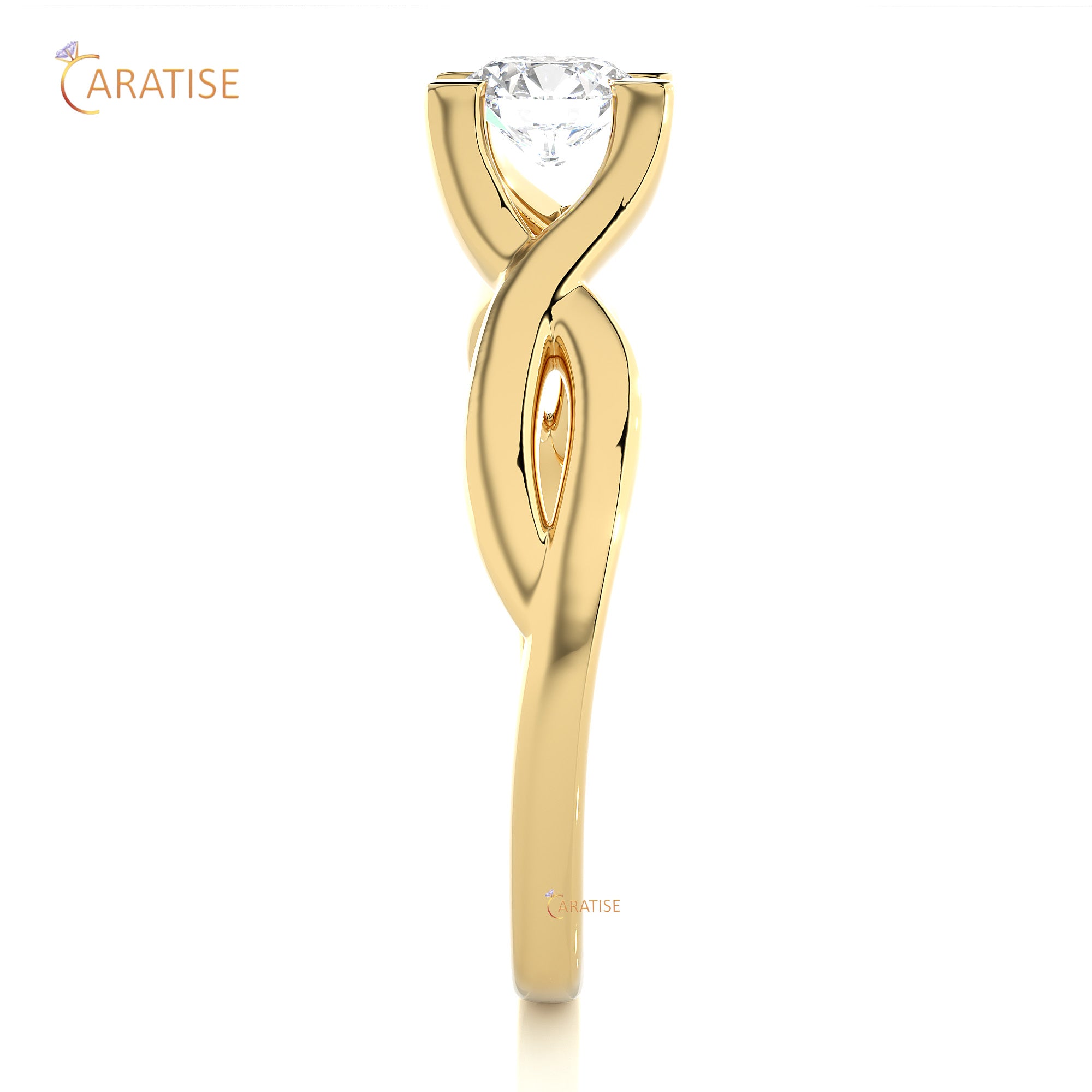 0.47 TDW Round Cut Moissanite Diamond Solitaire Ring 925 Silver