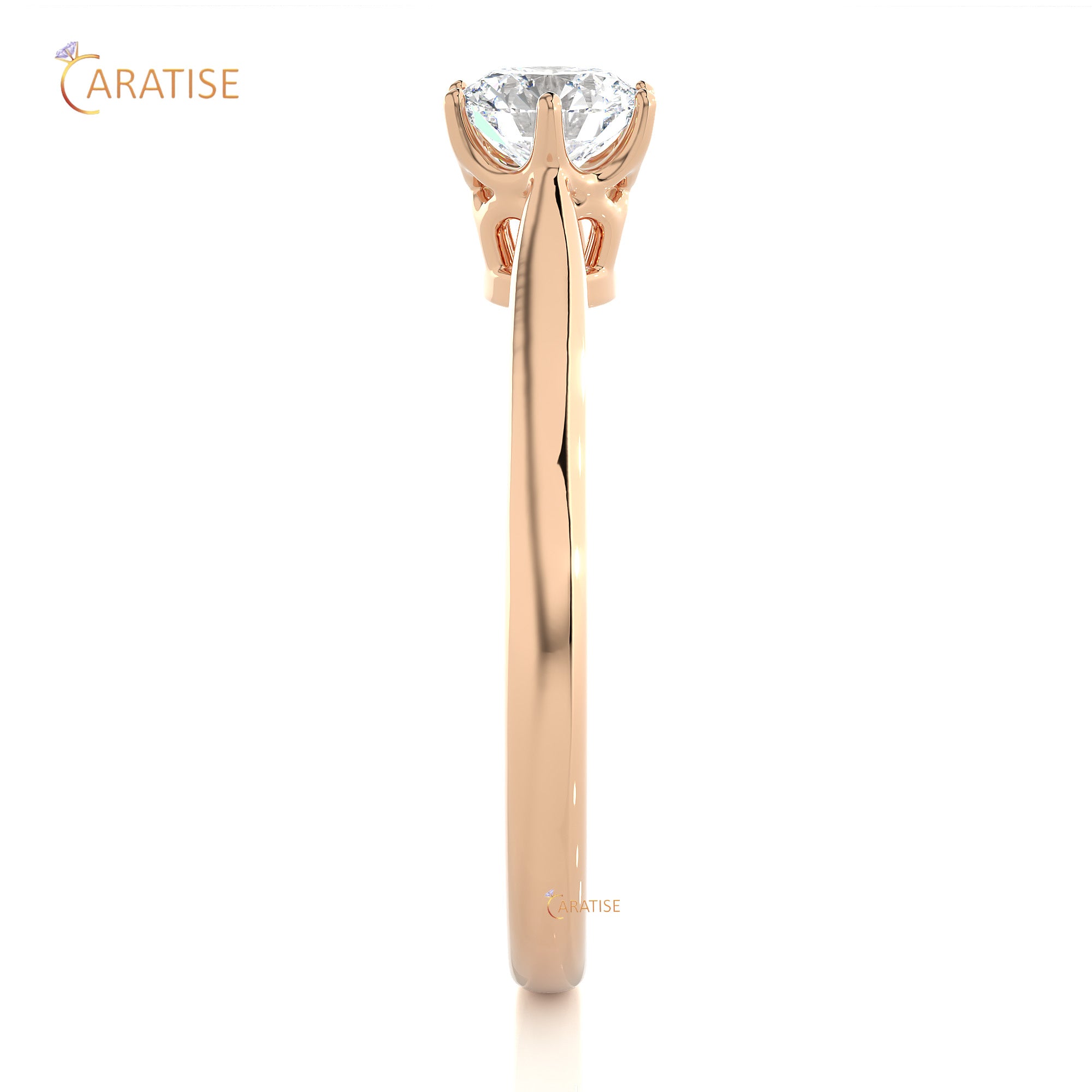 0.53 TDW Round Cut Moissanite Diamond Solitaire Ring 925 Silver