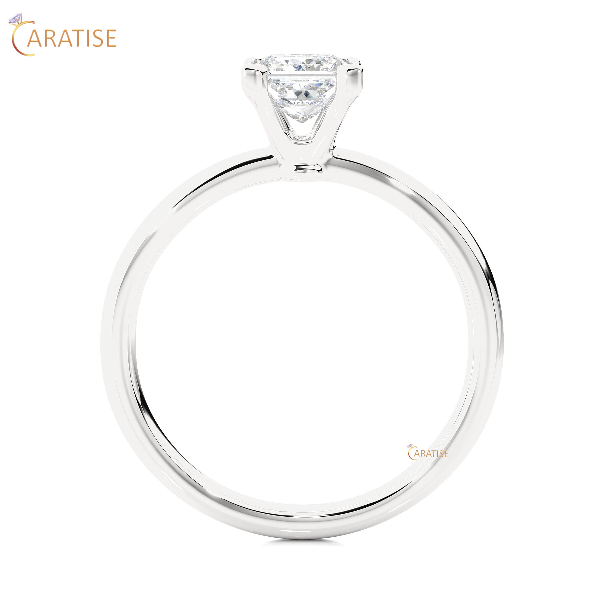 0.78 TDW Princess Cut Moissanite Diamond Solitaire Ring 925 Silver