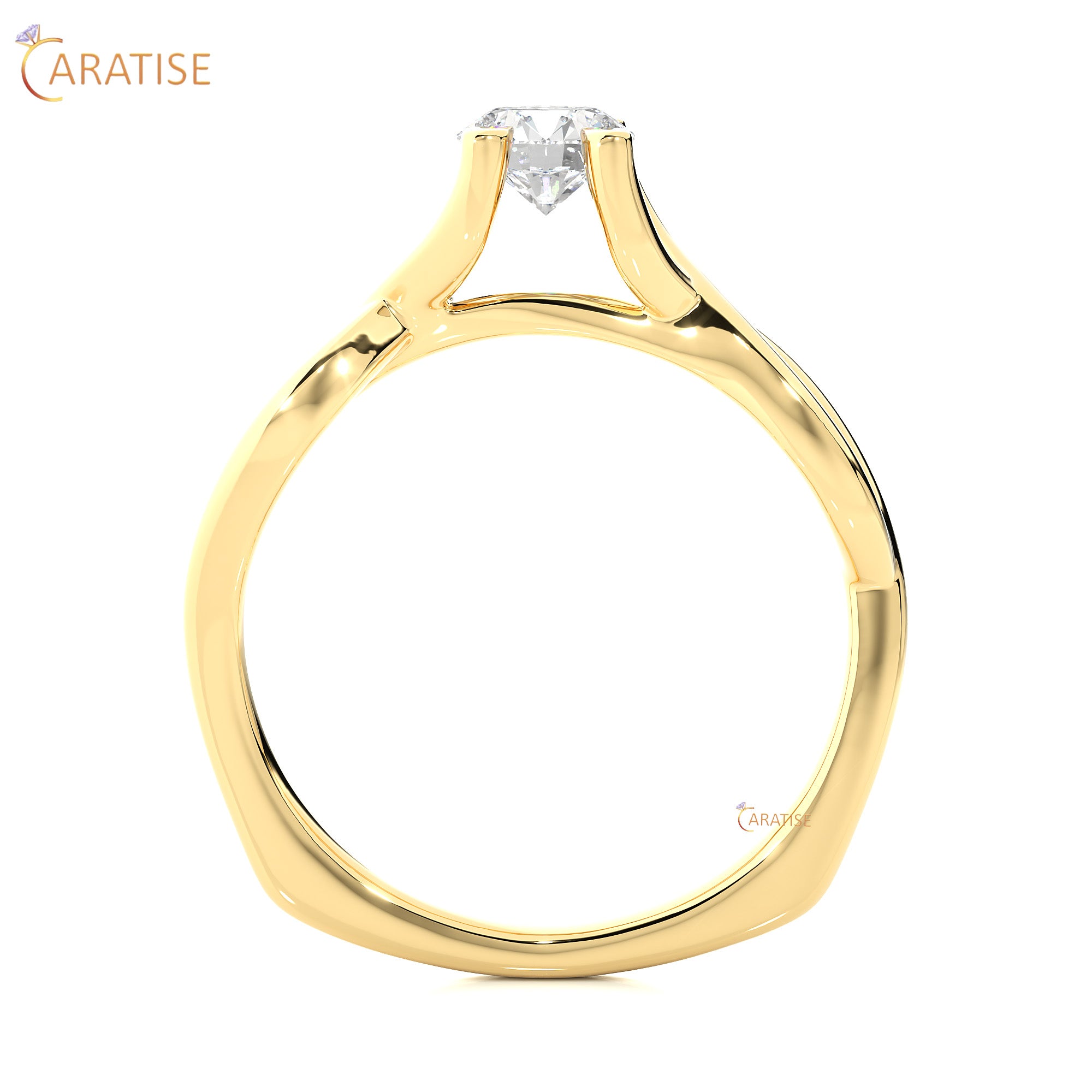 0.47 TDW Round Cut Moissanite Diamond Solitaire Ring 925 Silver