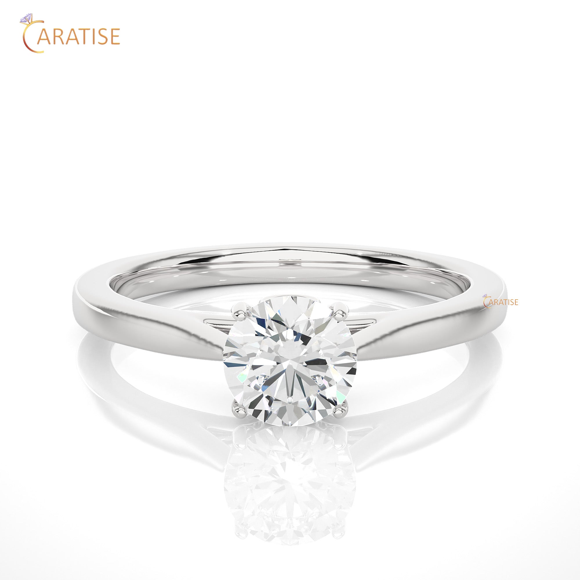 0.73 TDW Round Cut Moissanite Diamond Solitaire Ring 925 Silver