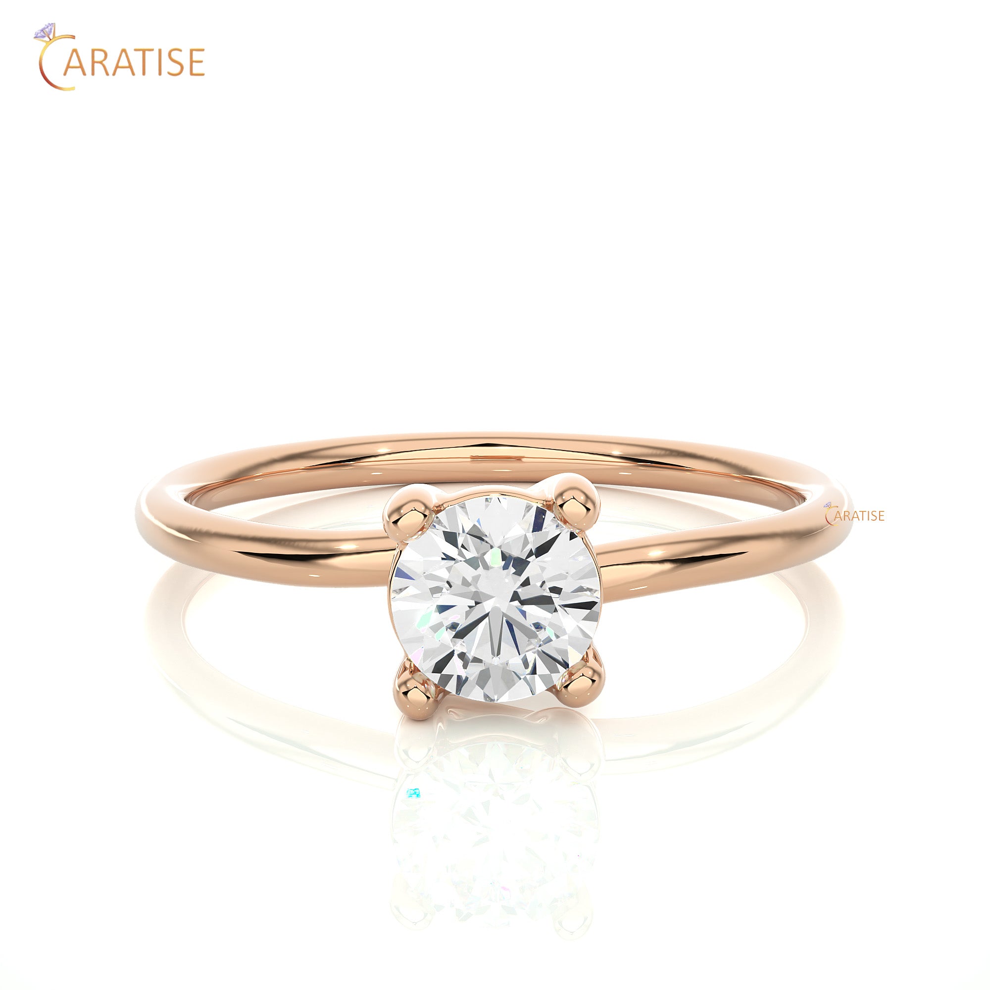 0.53 TDW Round Cut Moissanite Diamond Solitaire Ring 925 Silver