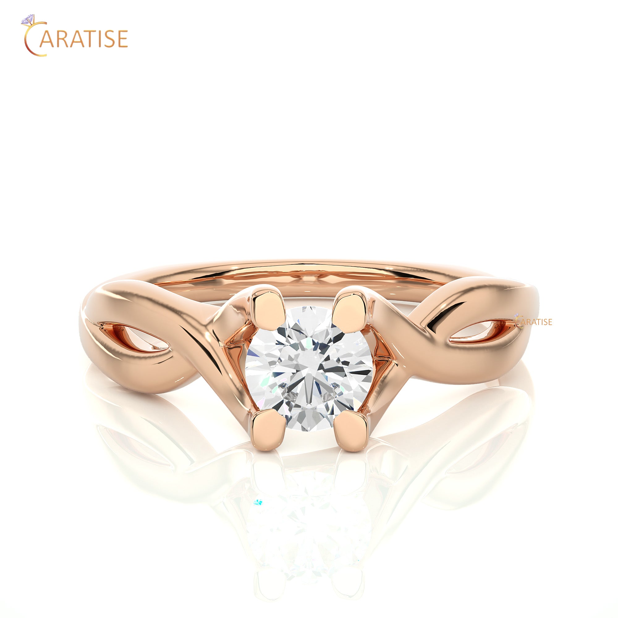 0.47 TDW Round Cut Moissanite Diamond Solitaire Ring 925 Silver