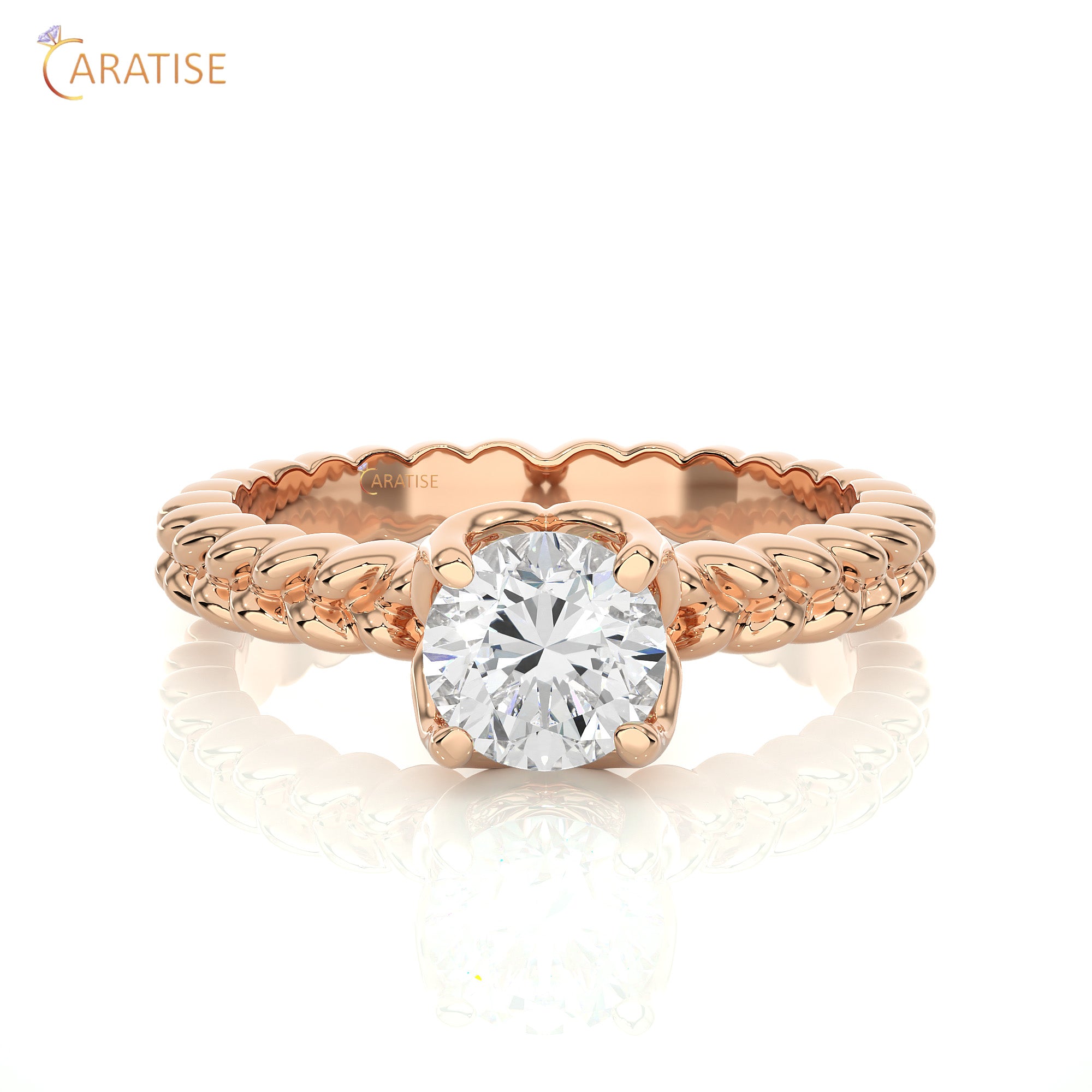 0.98 TDW Round Cut Moissanite Diamond Solitaire Ring 925 Silver