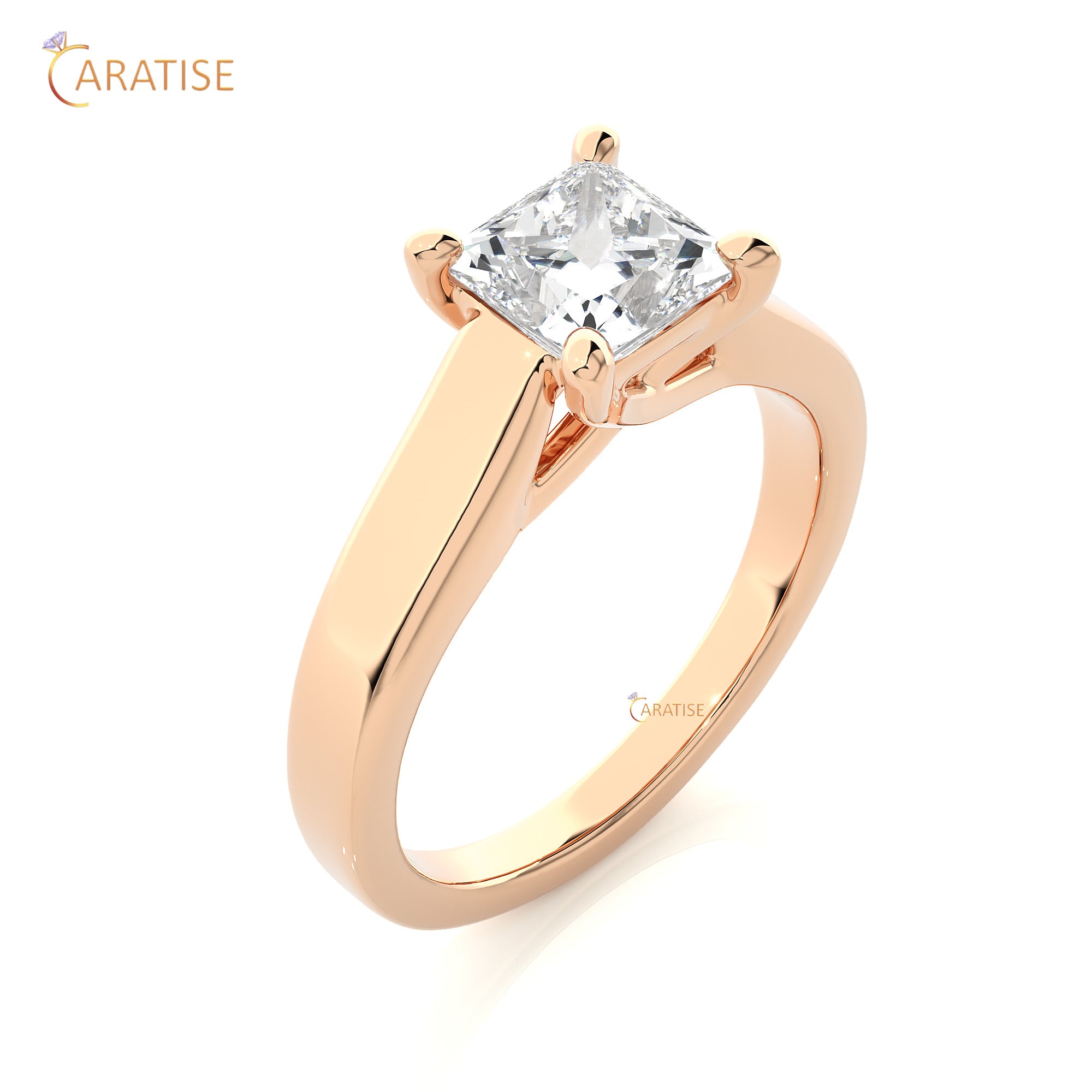 1.35 TDW Princess Cut Moissanite Diamond Women's Solitaire Ring