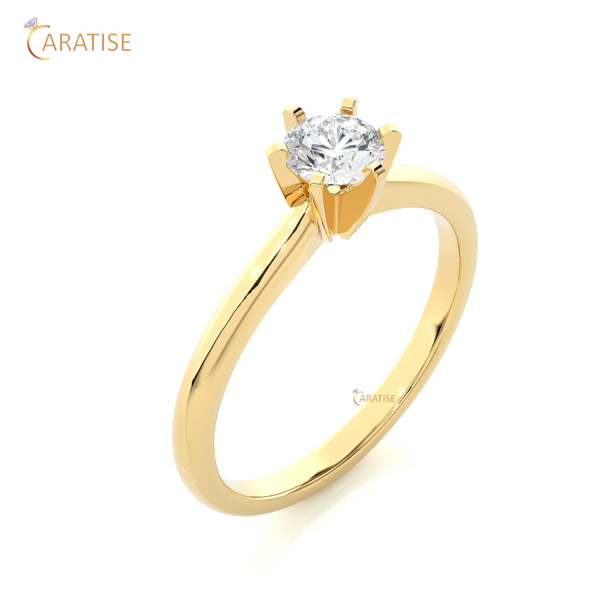 0.41 TDW Round Cut Moissanite Diamond Solitaire Ring 925 Silver