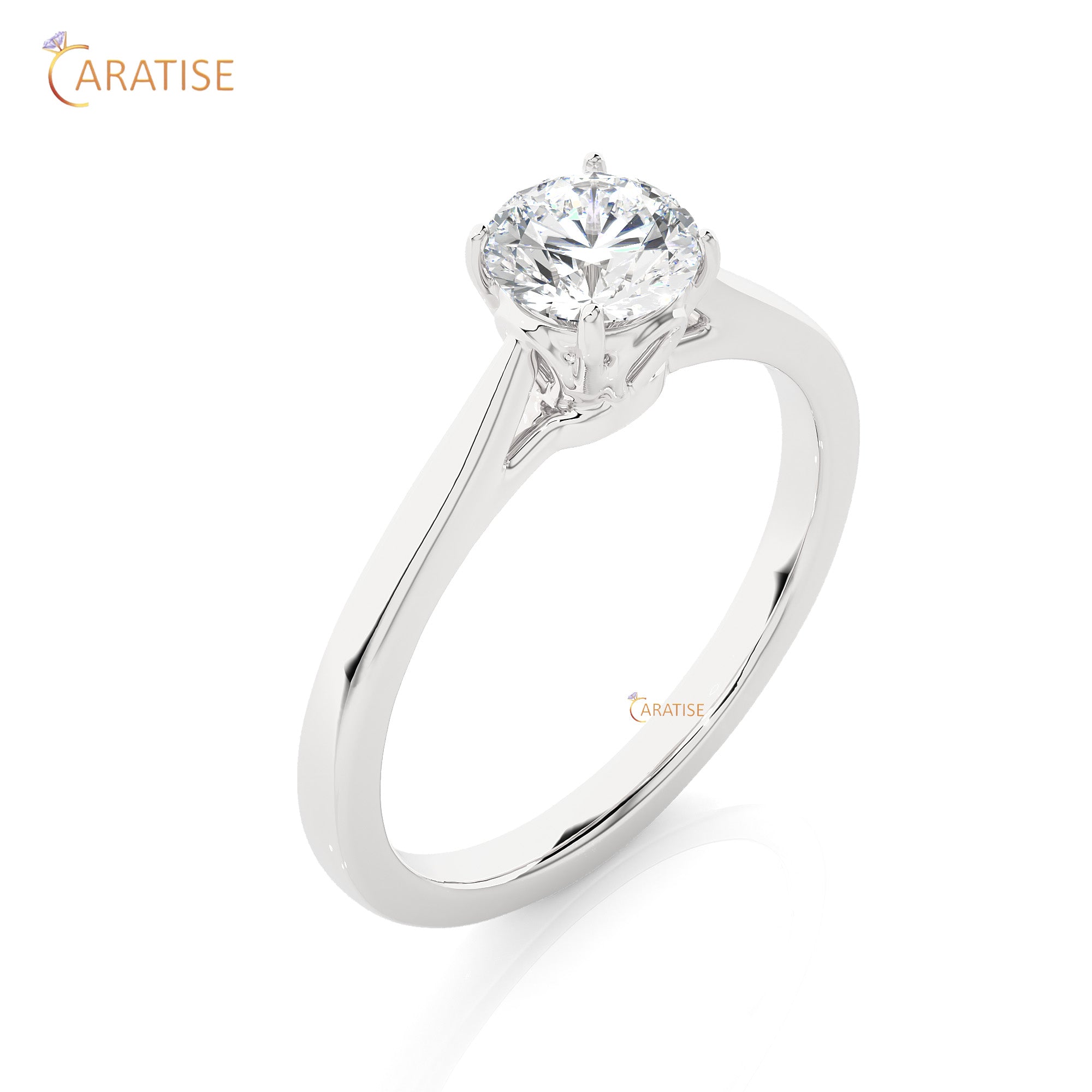 0.73 TDW Round Cut Moissanite Diamond Solitaire Ring 925 Silver
