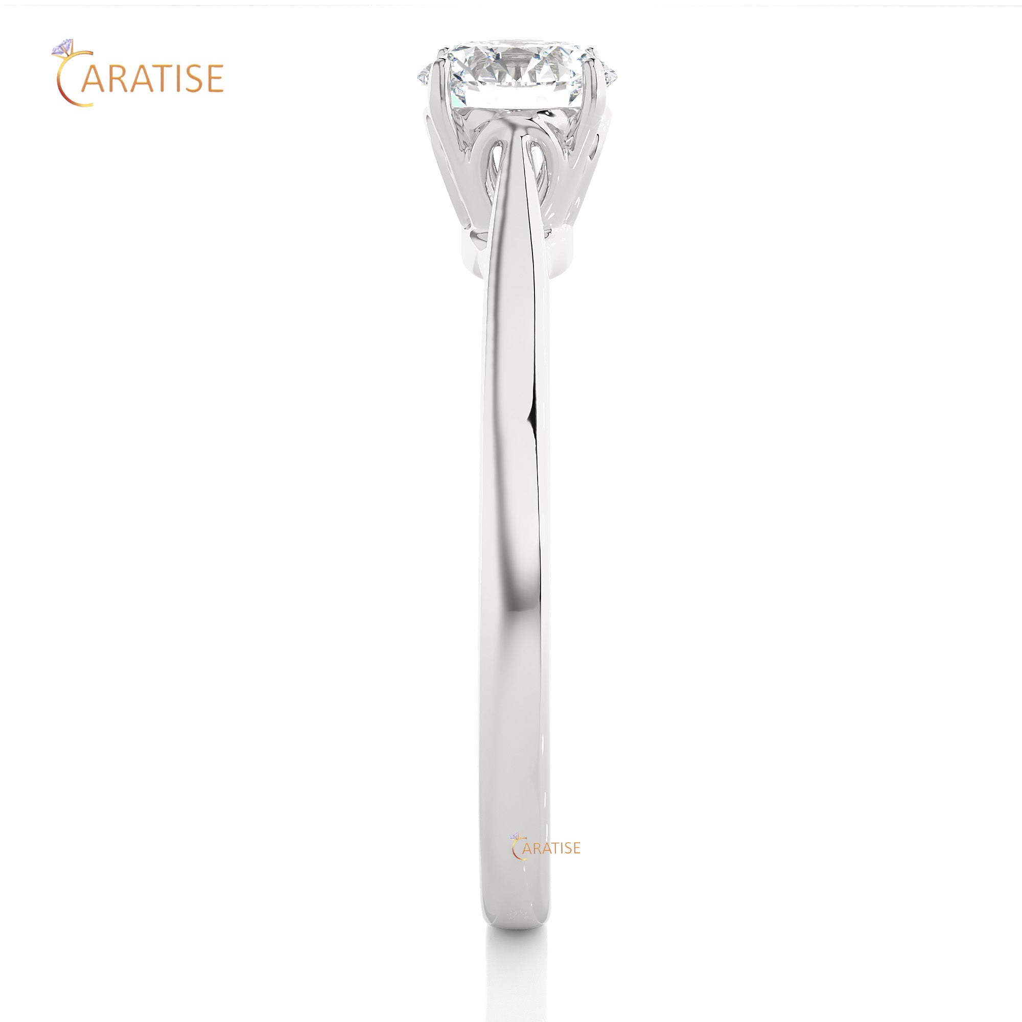 0.73 TDW Round Cut Moissanite Diamond Solitaire Ring 925 Silver