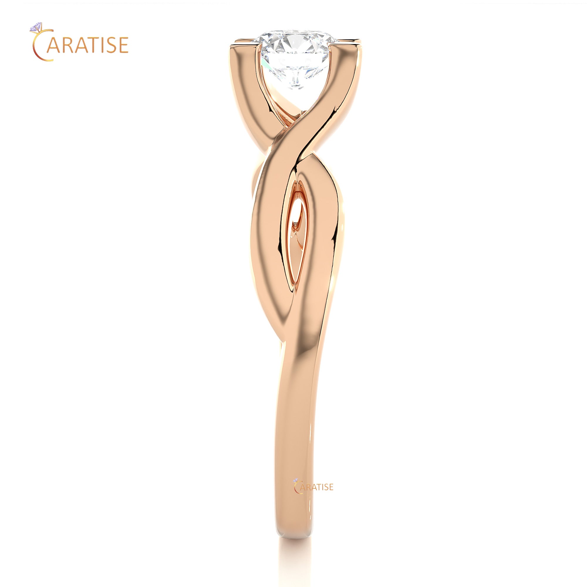 0.47 TDW Round Cut Moissanite Diamond Solitaire Ring 925 Silver