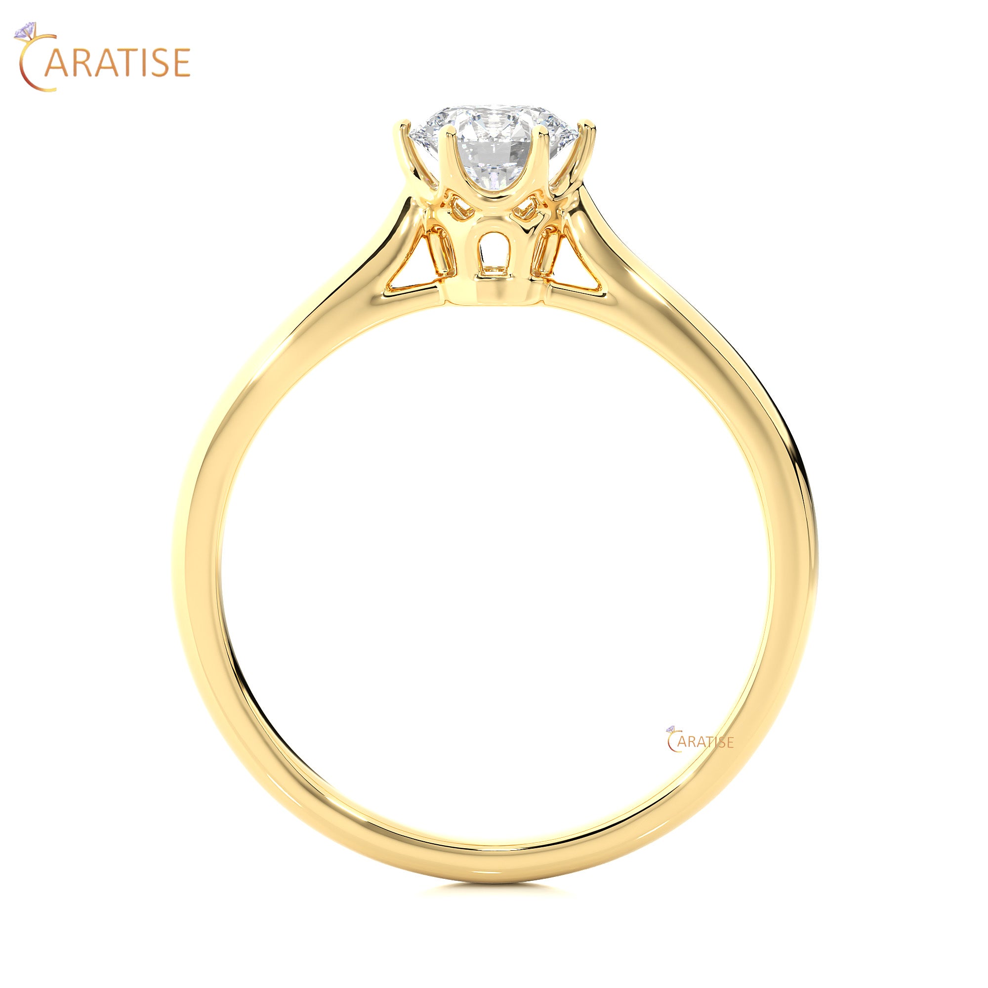 0.53 TDW Round Cut Moissanite Diamond Solitaire Ring 925 Silver