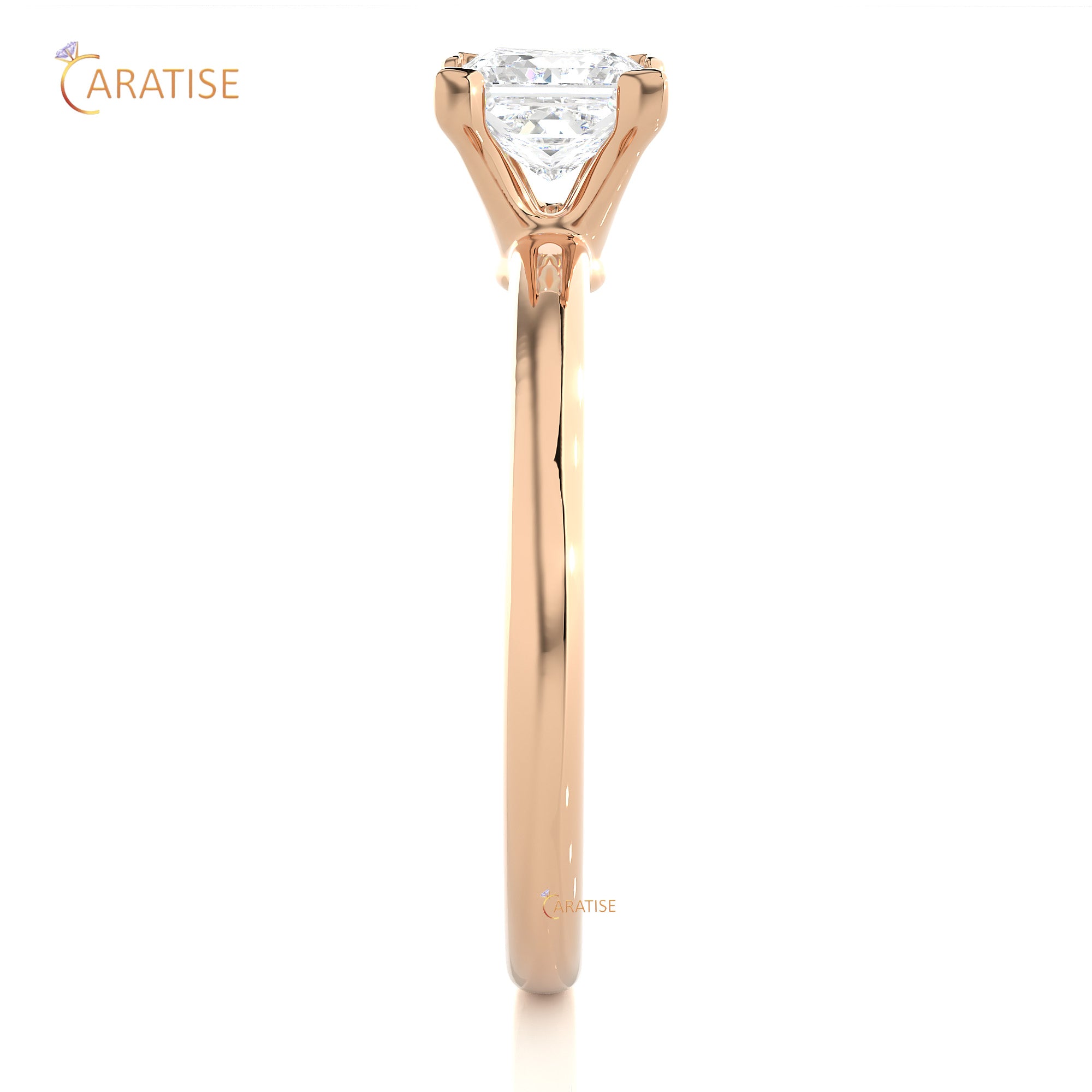 0.78 TDW Princess Cut Moissanite Diamond Solitaire Ring 925 Silver