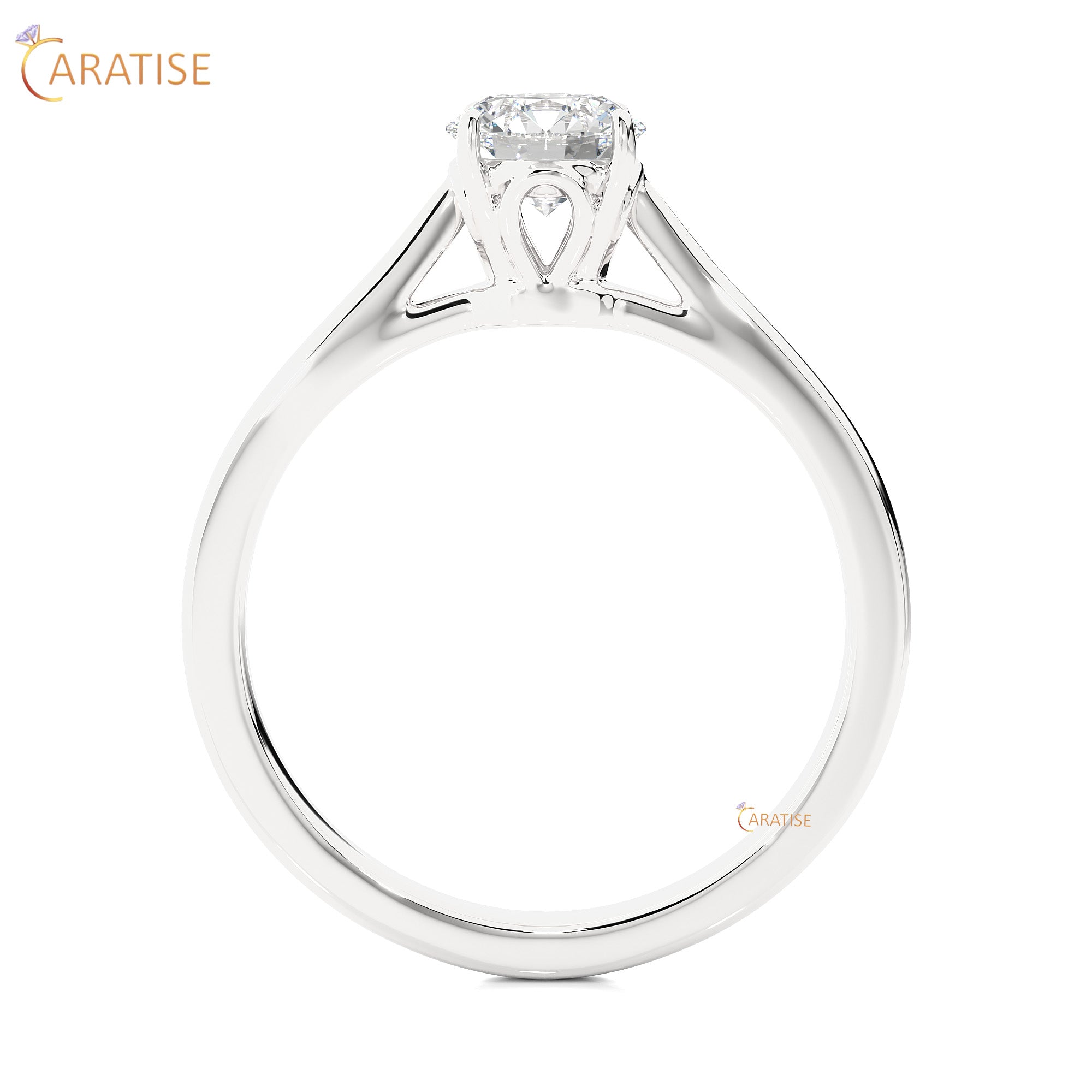 0.73 TDW Round Cut Moissanite Diamond Solitaire Ring 925 Silver