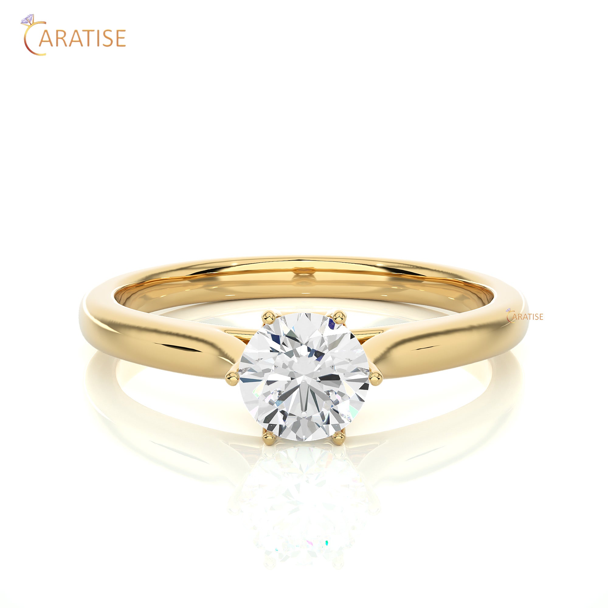 0.53 TDW Round Cut Moissanite Diamond Solitaire Ring 925 Silver