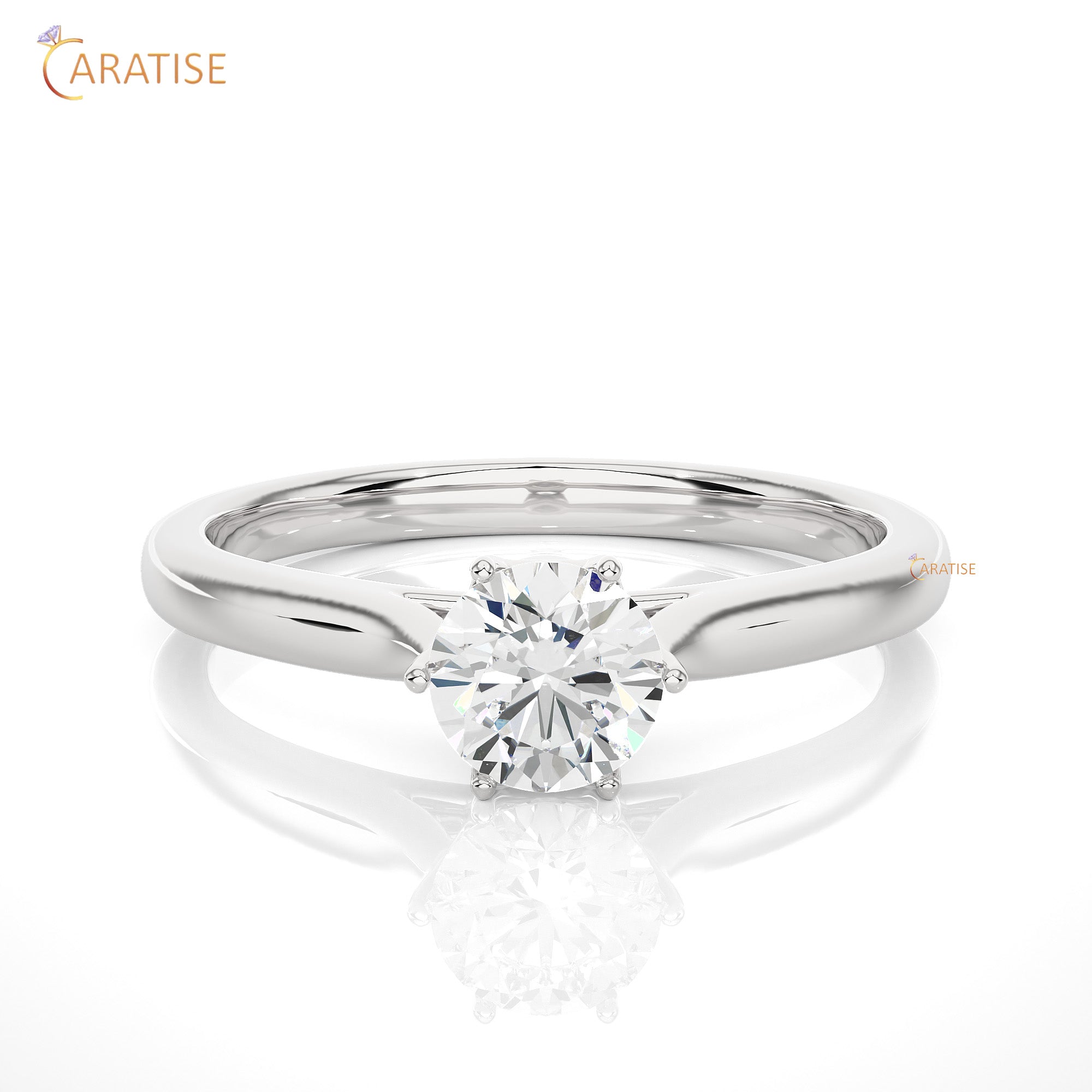 0.53 TDW Round Cut Moissanite Diamond Solitaire Ring 925 Silver