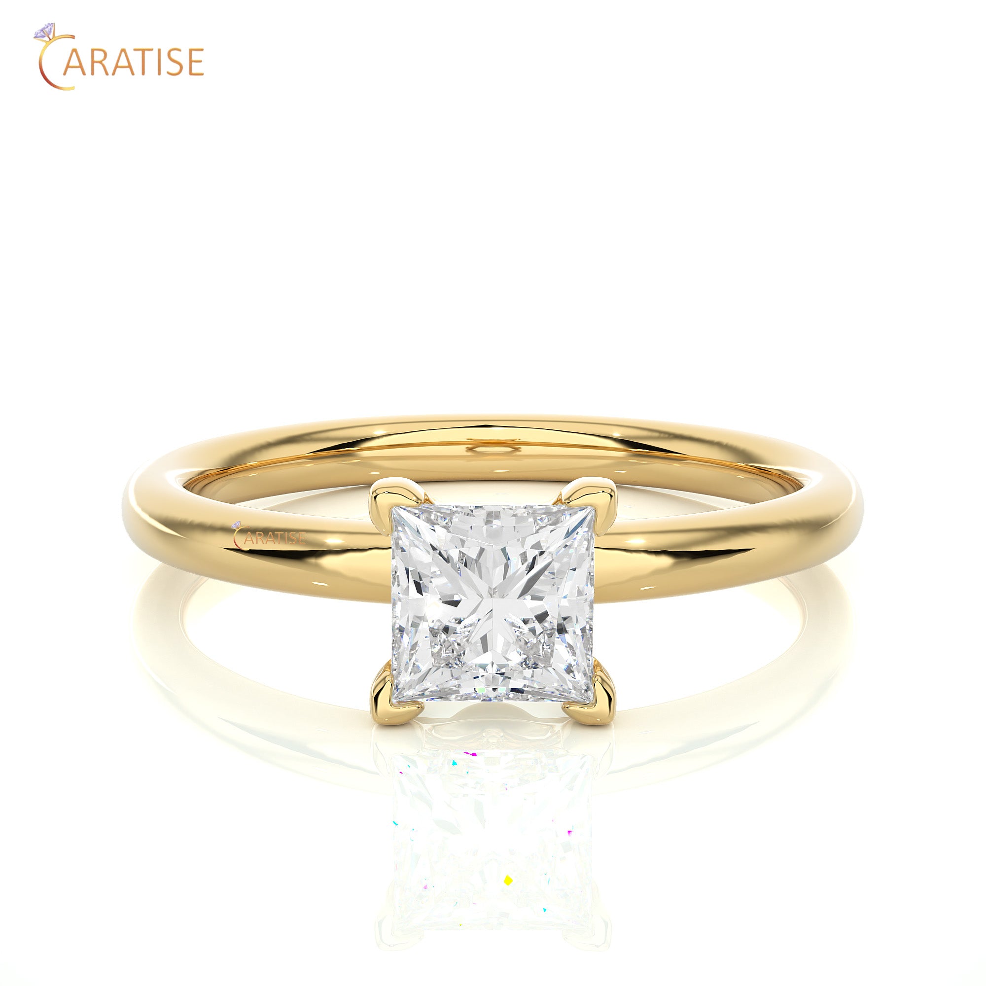 0.78 TDW Princess Cut Moissanite Diamond Solitaire Ring 925 Silver