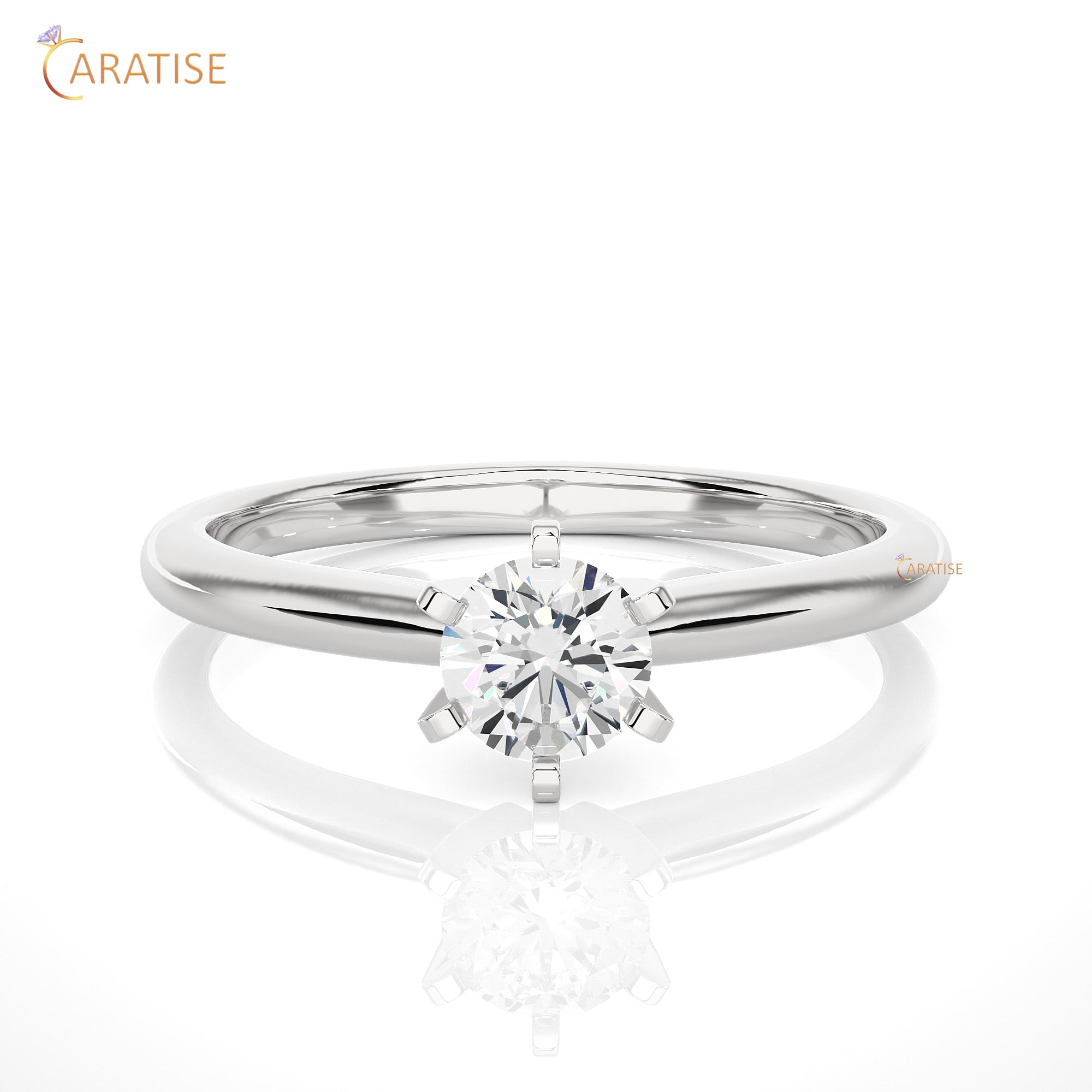 0.41 TDW Round Cut Moissanite Diamond Solitaire Ring 925 Silver