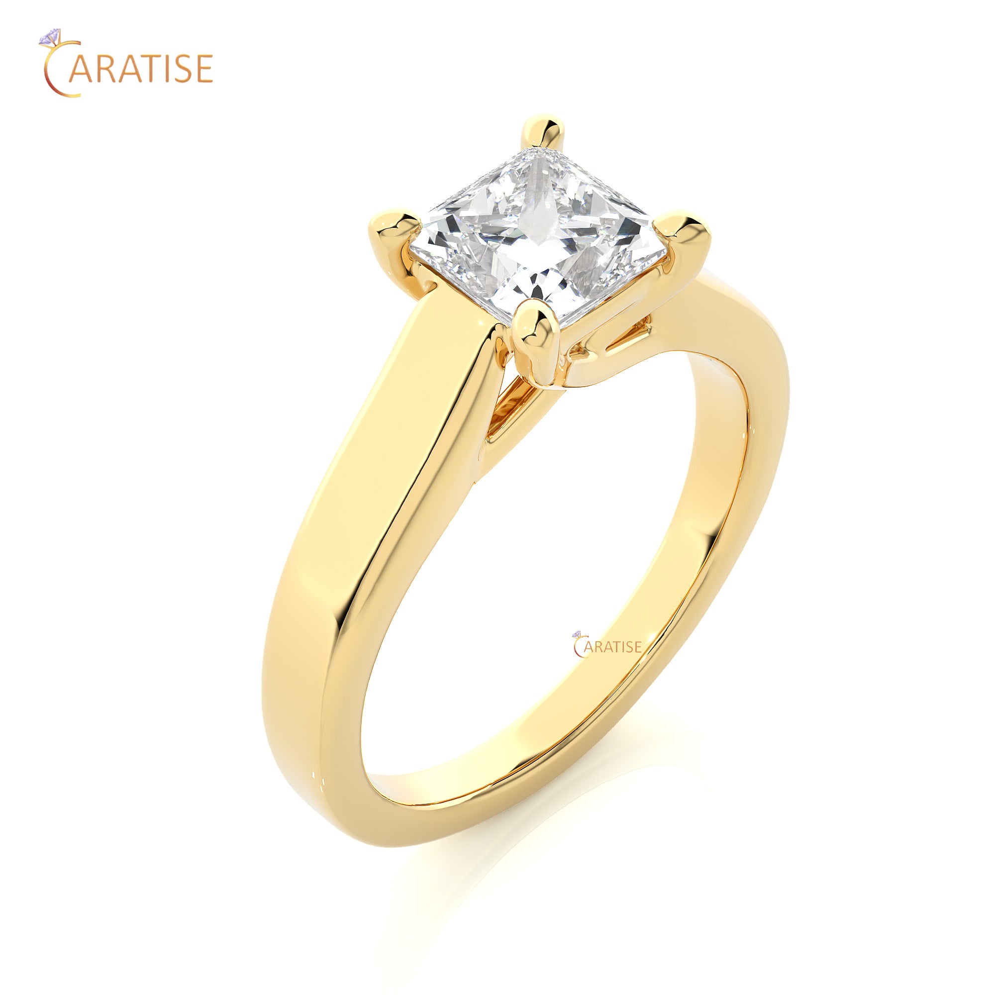 1.35 TDW Princess Cut Moissanite Diamond Women's Solitaire Ring