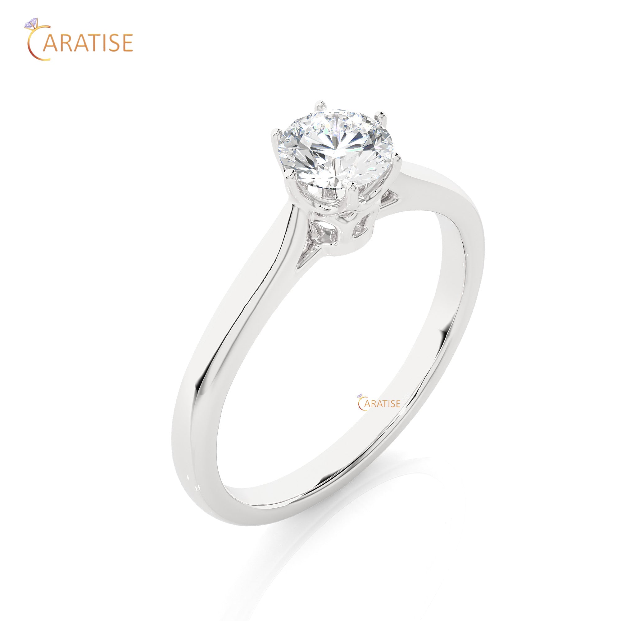 0.53 TDW Round Cut Moissanite Diamond Solitaire Ring 925 Silver