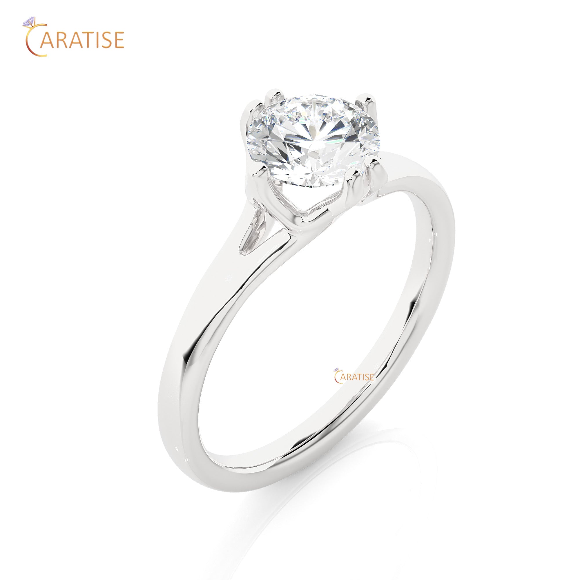1.08 TDW Round Cut Moissanite Diamond Solitaire Ring 925 Silver