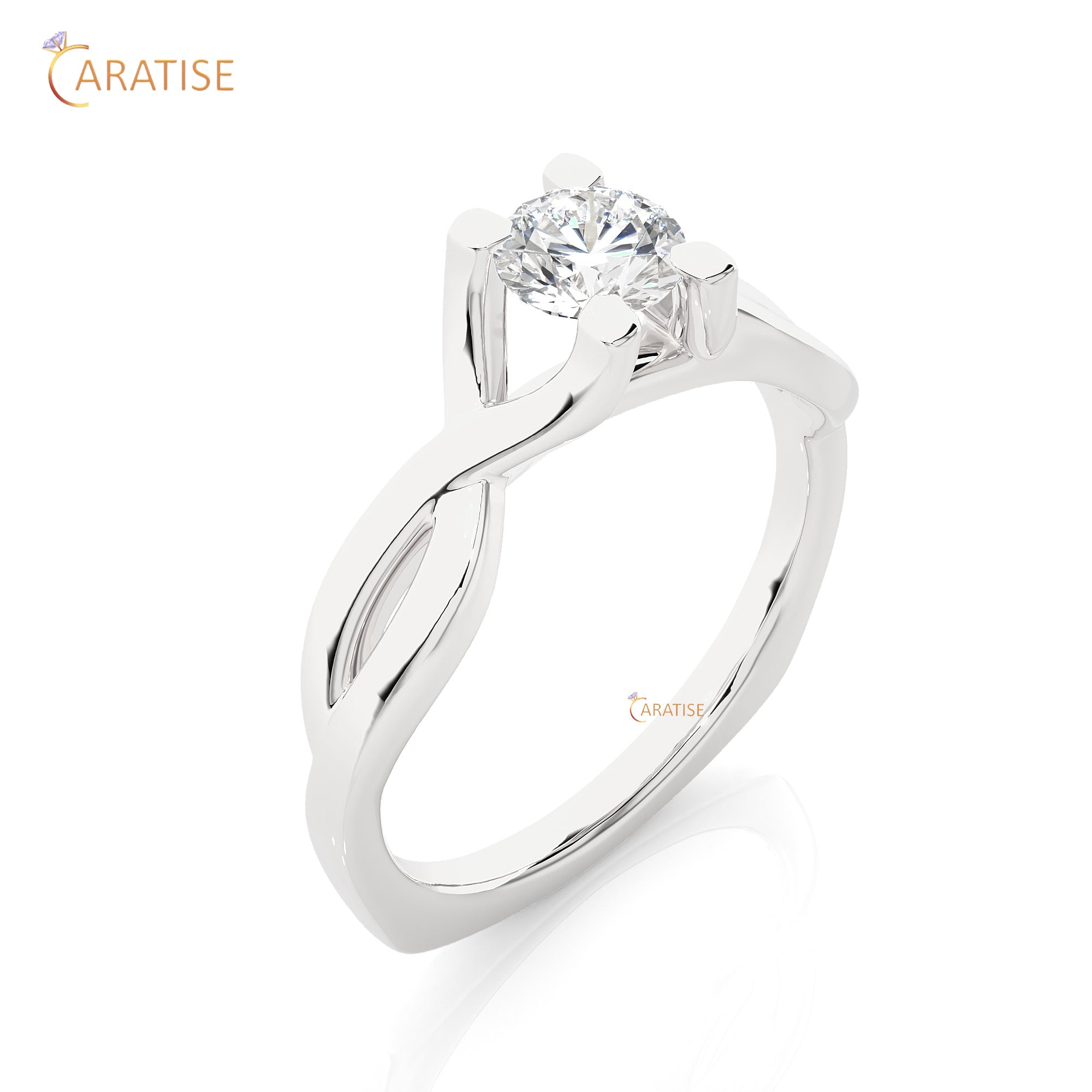 0.47 TDW Round Cut Moissanite Diamond Solitaire Ring 925 Silver
