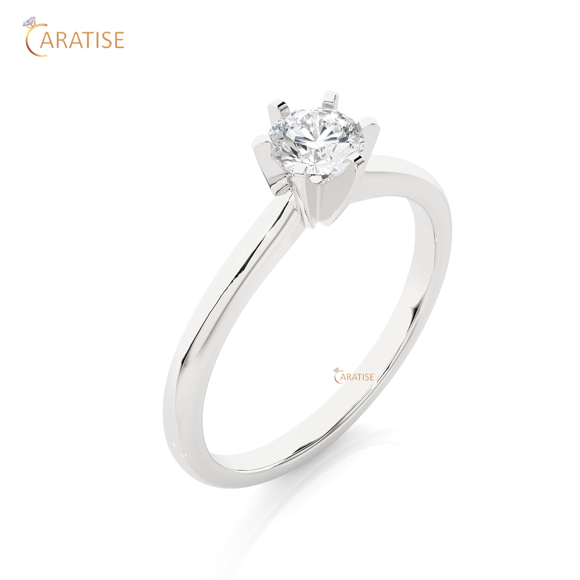 0.41 TDW Round Cut Moissanite Diamond Solitaire Ring 925 Silver