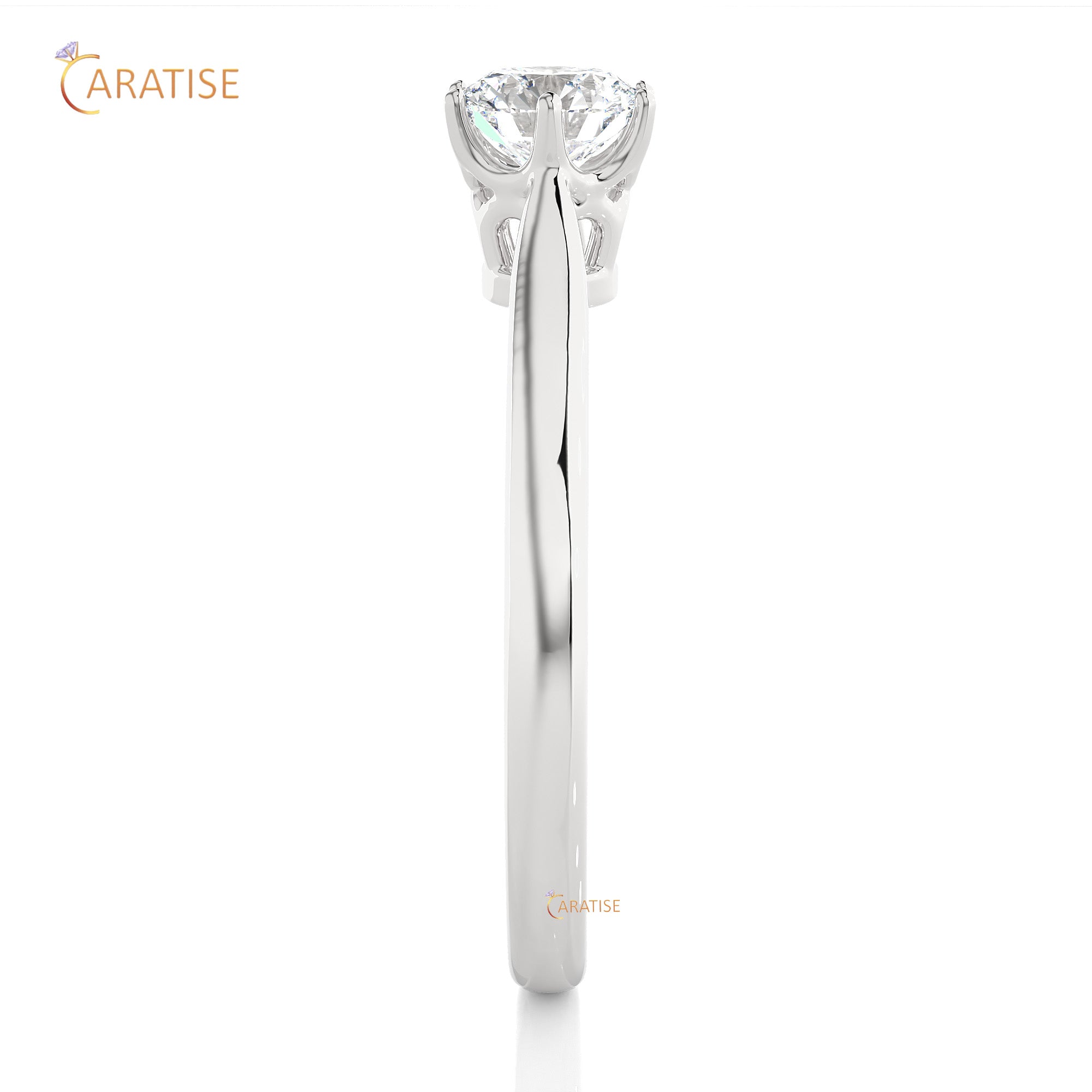 0.53 TDW Round Cut Moissanite Diamond Solitaire Ring 925 Silver