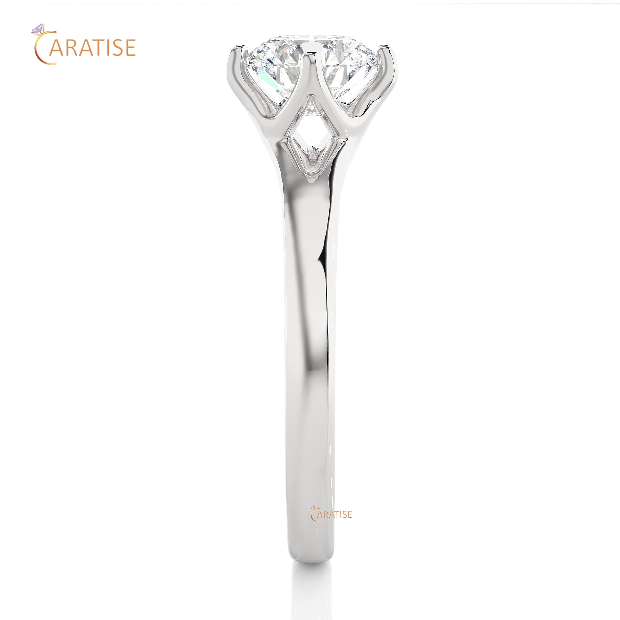 1.08 TDW Round Cut Moissanite Diamond Solitaire Ring 925 Silver