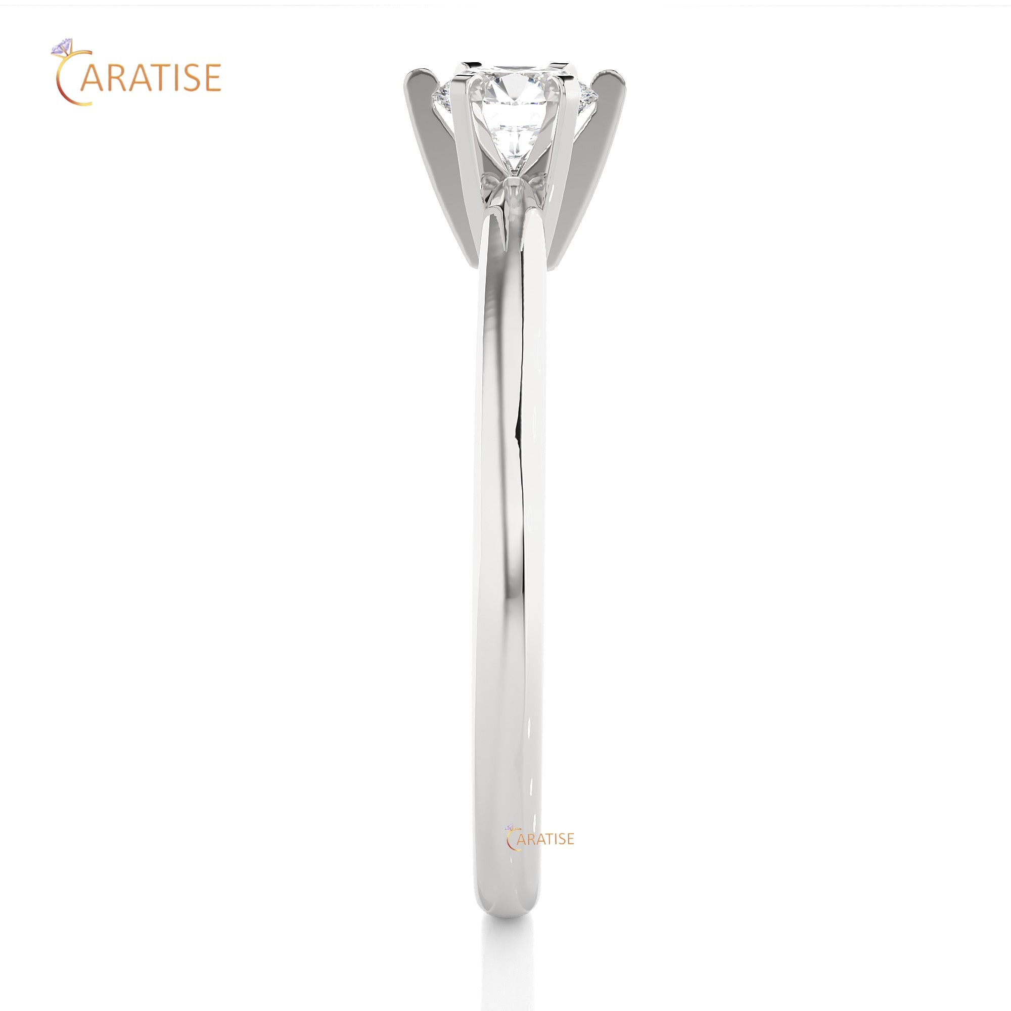 0.41 TDW Round Cut Moissanite Diamond Solitaire Ring 925 Silver