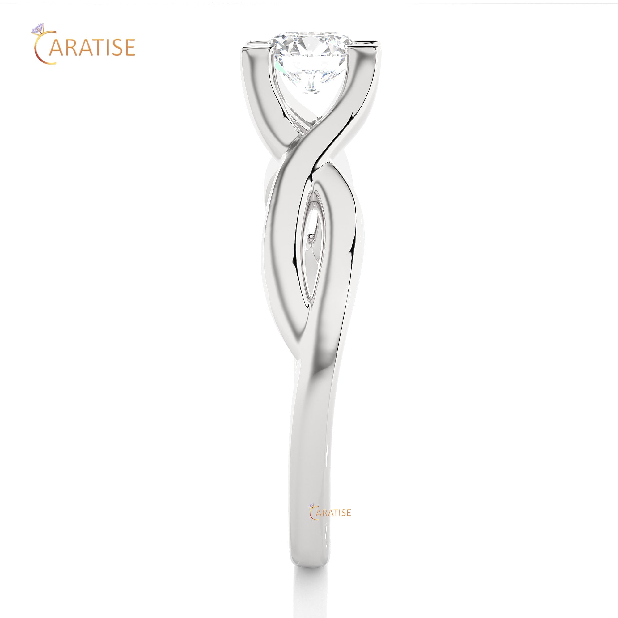 0.47 TDW Round Cut Moissanite Diamond Solitaire Ring 925 Silver