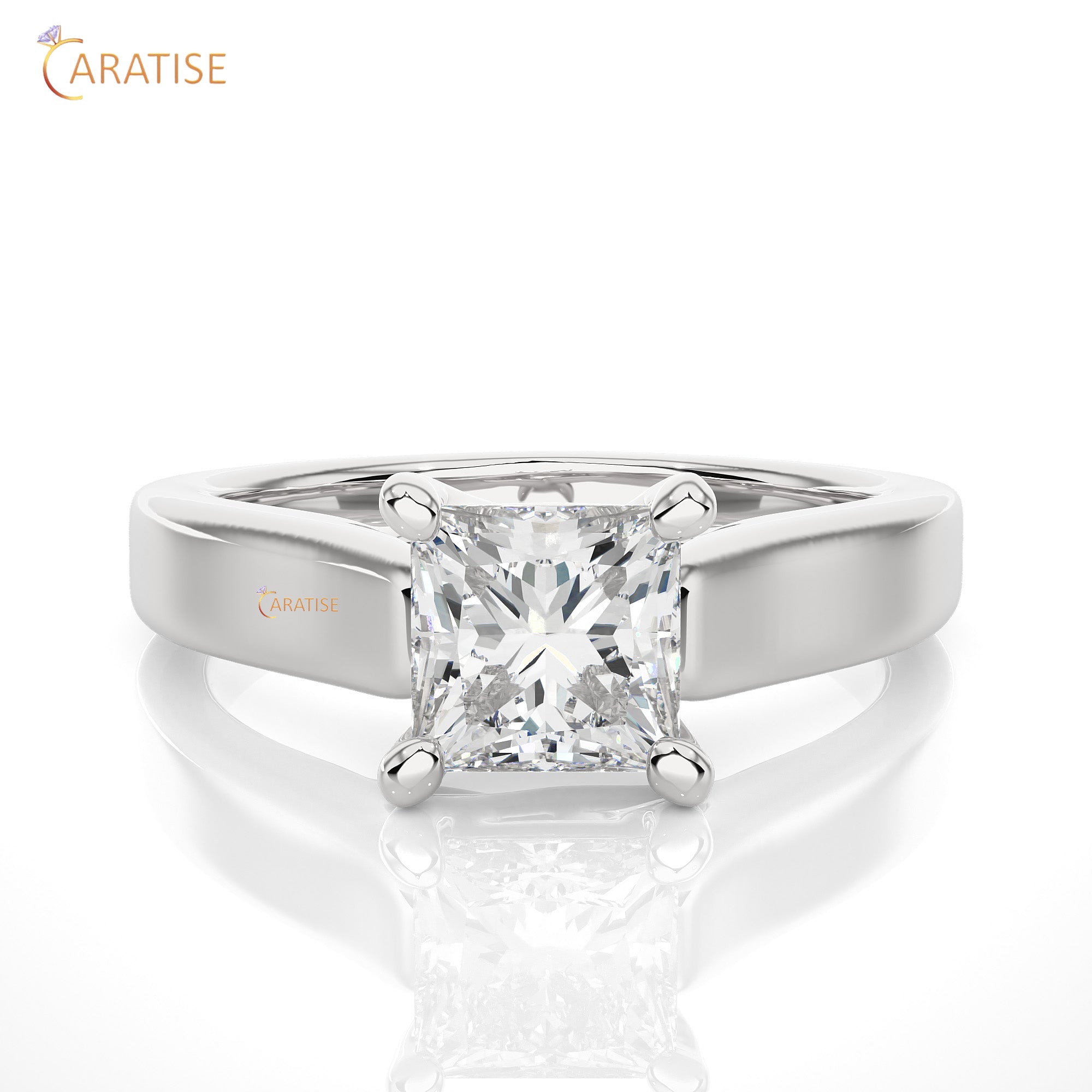 1.35 TDW Princess Cut Moissanite Diamond Women's Solitaire Ring