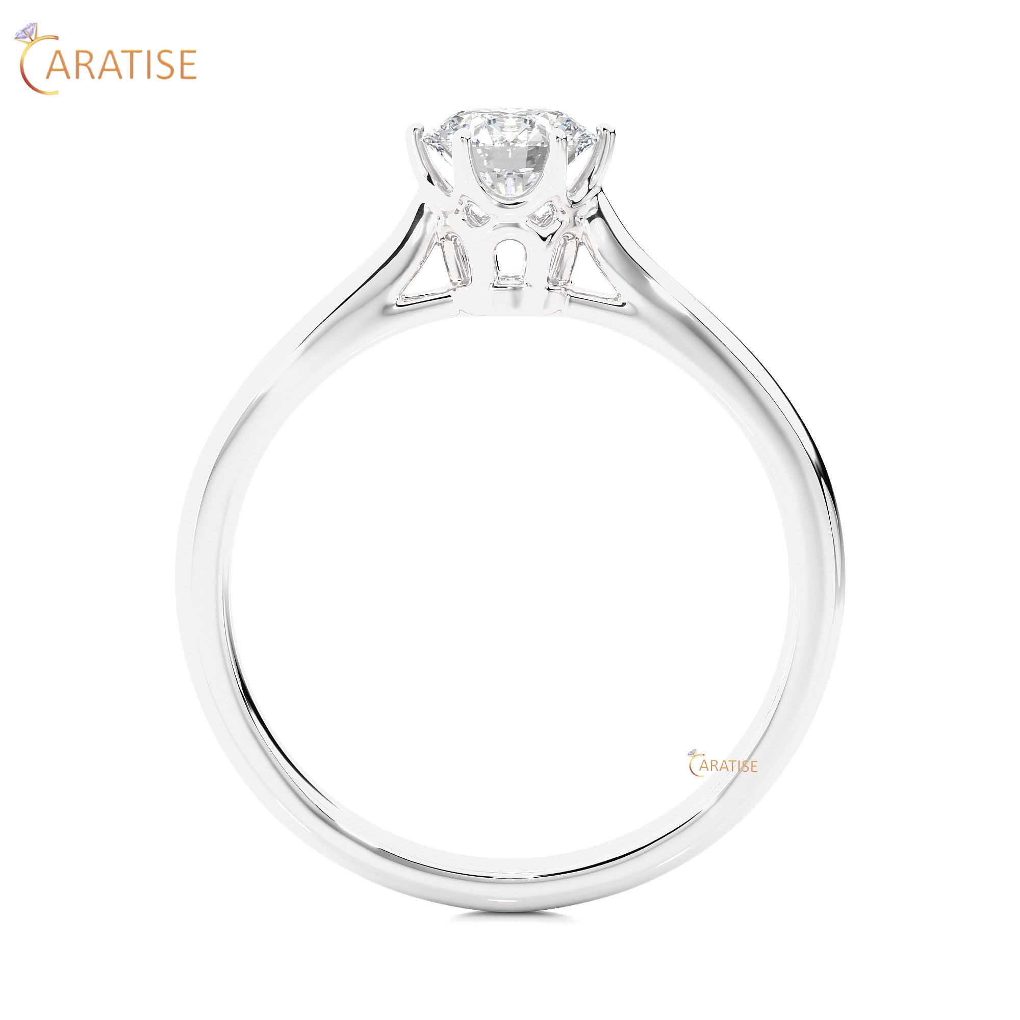 0.53 TDW Round Cut Moissanite Diamond Solitaire Ring 925 Silver