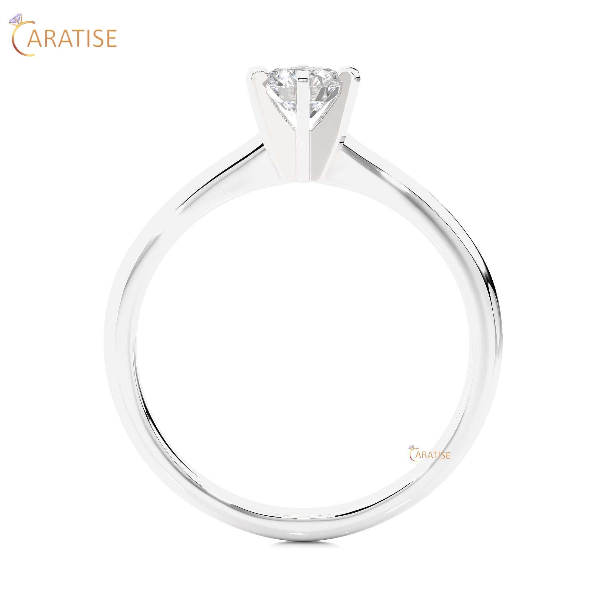 0.41 TDW Round Cut Moissanite Diamond Solitaire Ring 925 Silver