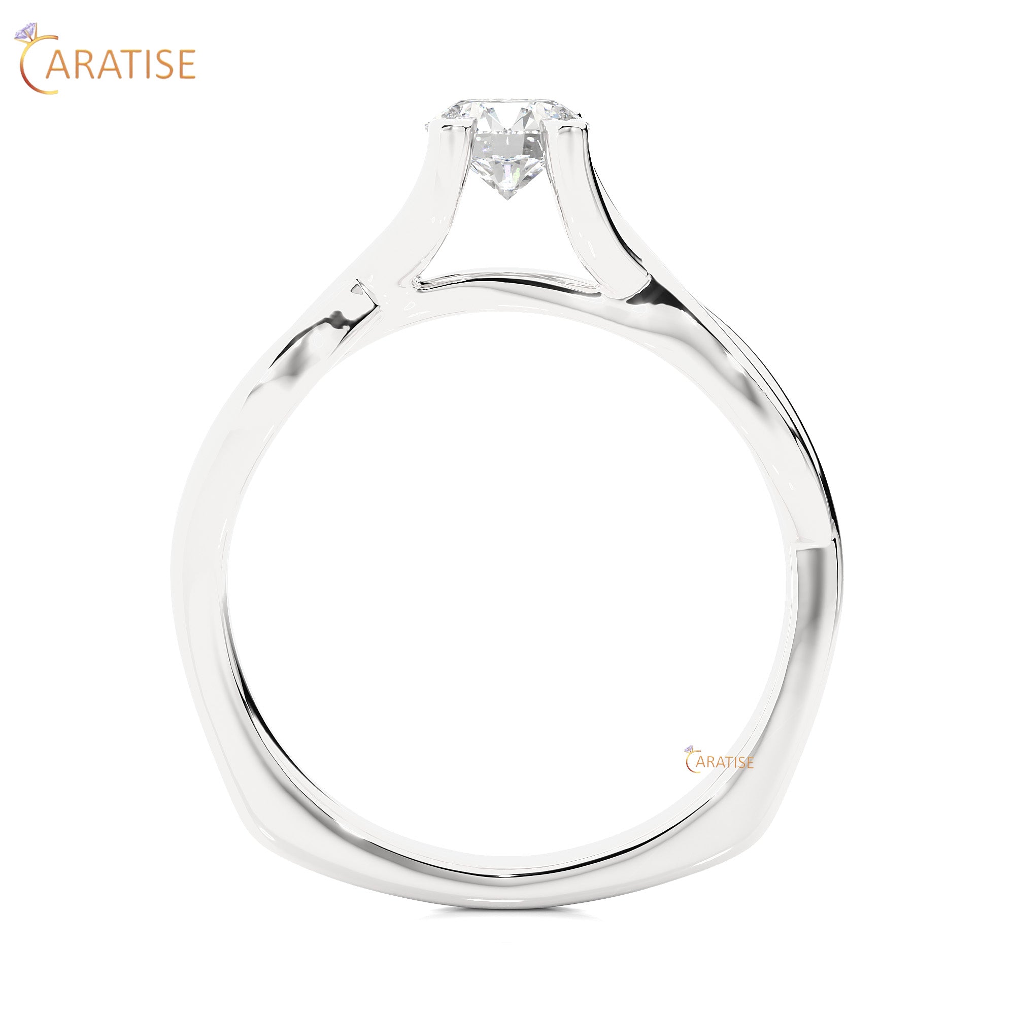 0.47 TDW Round Cut Moissanite Diamond Solitaire Ring 925 Silver